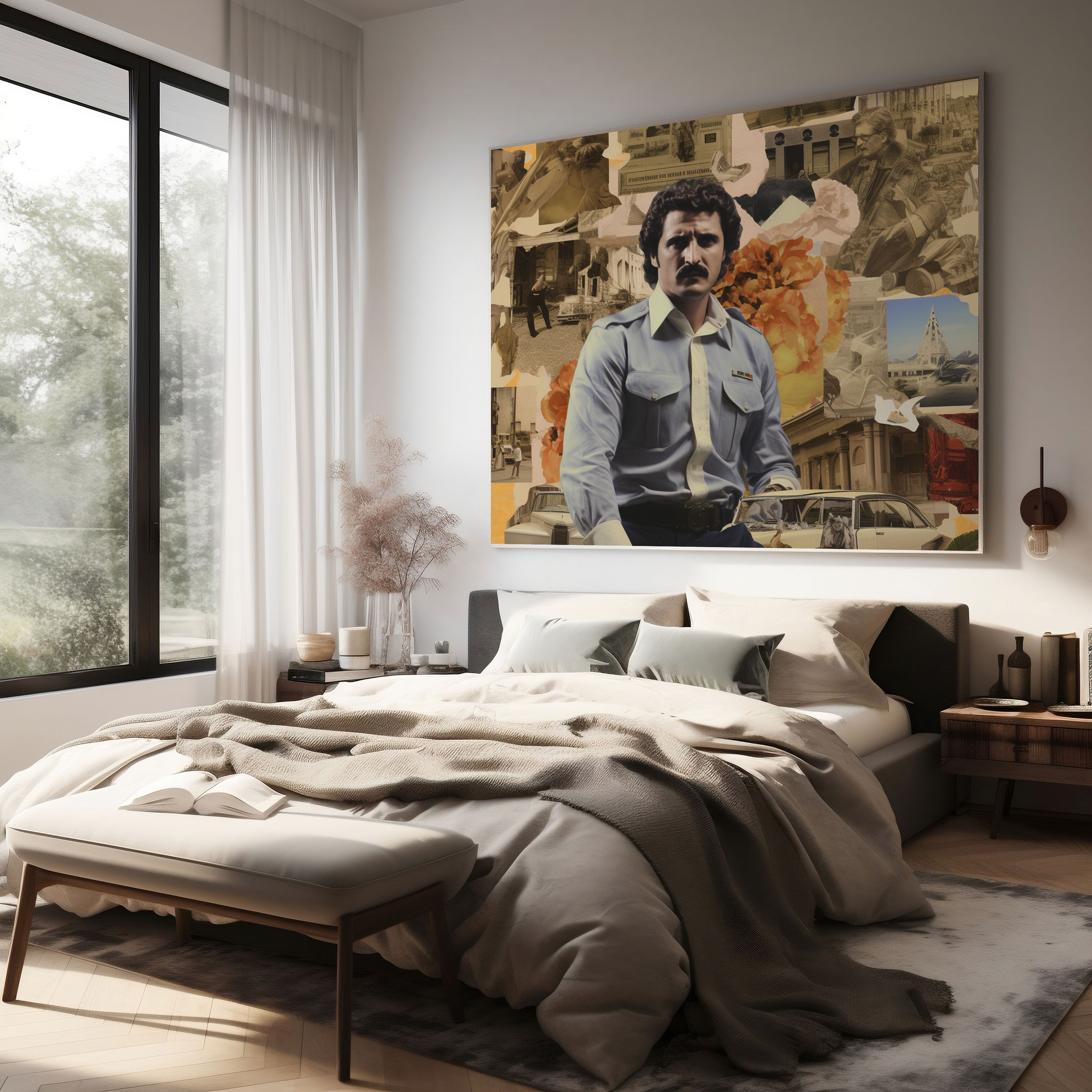 Pablo Escobar Collage Canvas Print - Pablo Escobar, Canvas Wall Art, Wall Art, Intrigue