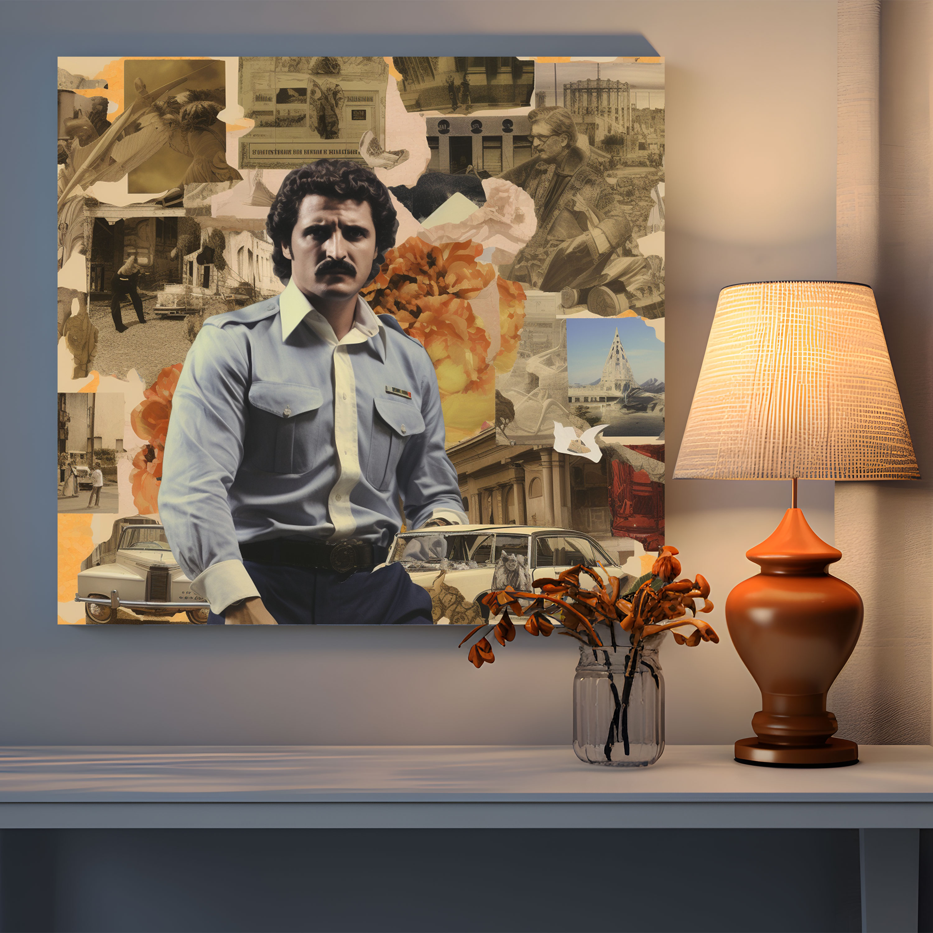 Pablo Escobar Collage Canvas Print - Pablo Escobar, Canvas Wall Art, Wall Art, Intrigue