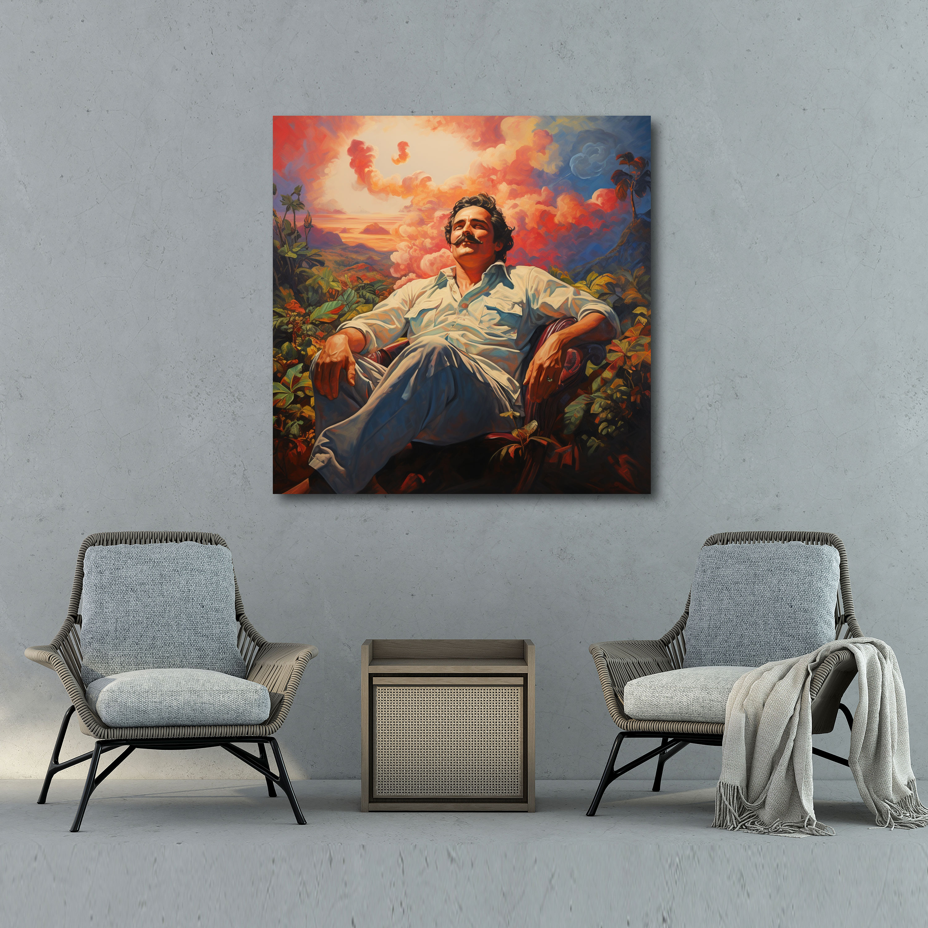 Pablo Escobar Impressionist Canvas Print - Pablo Escobar, Whimsy, Impressionist Painting, Canvas Print