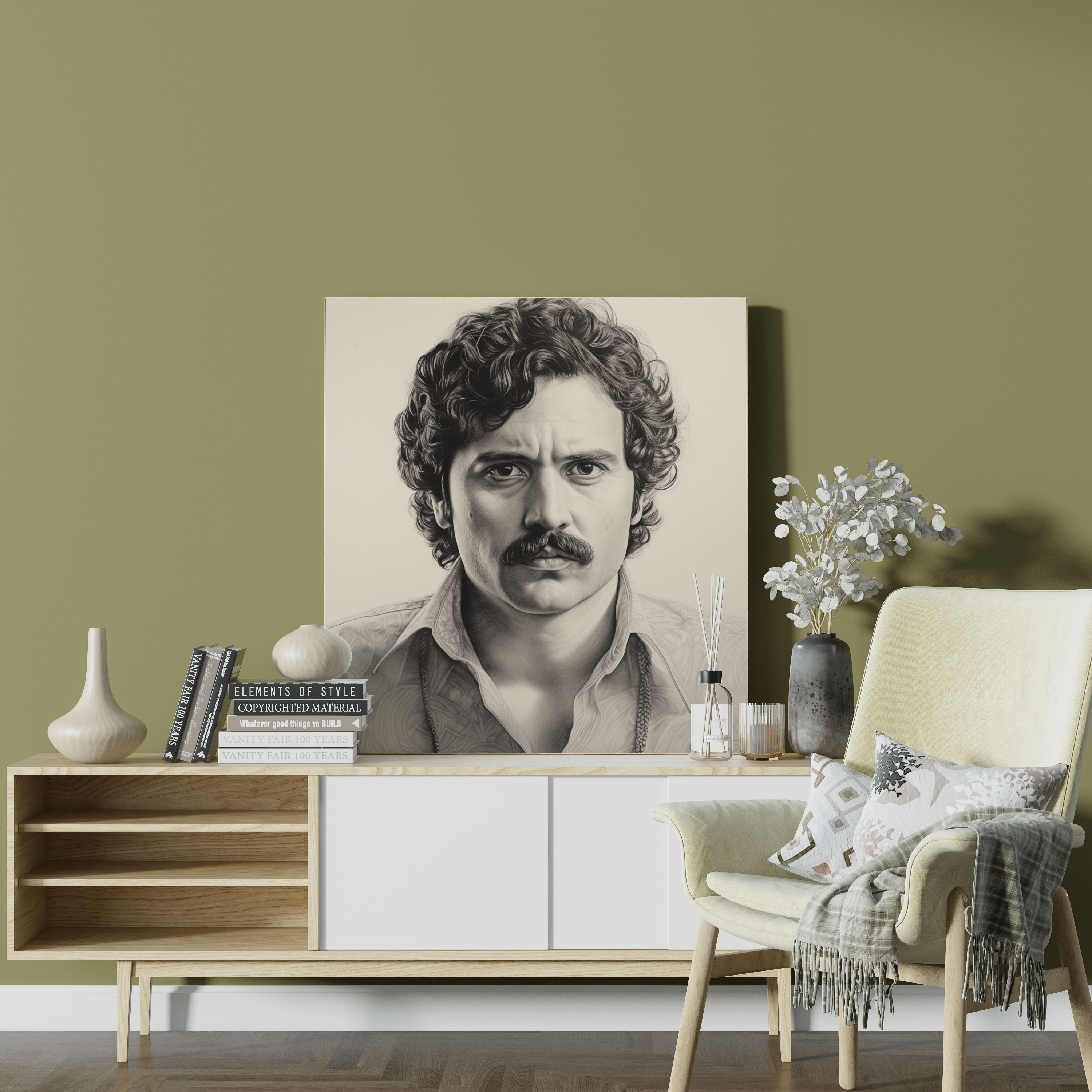 Pablo Escobar Photorealistic Canvas Print - Pablo Escobar, Photorealistic Drawing, Realism, Pablo Escobar