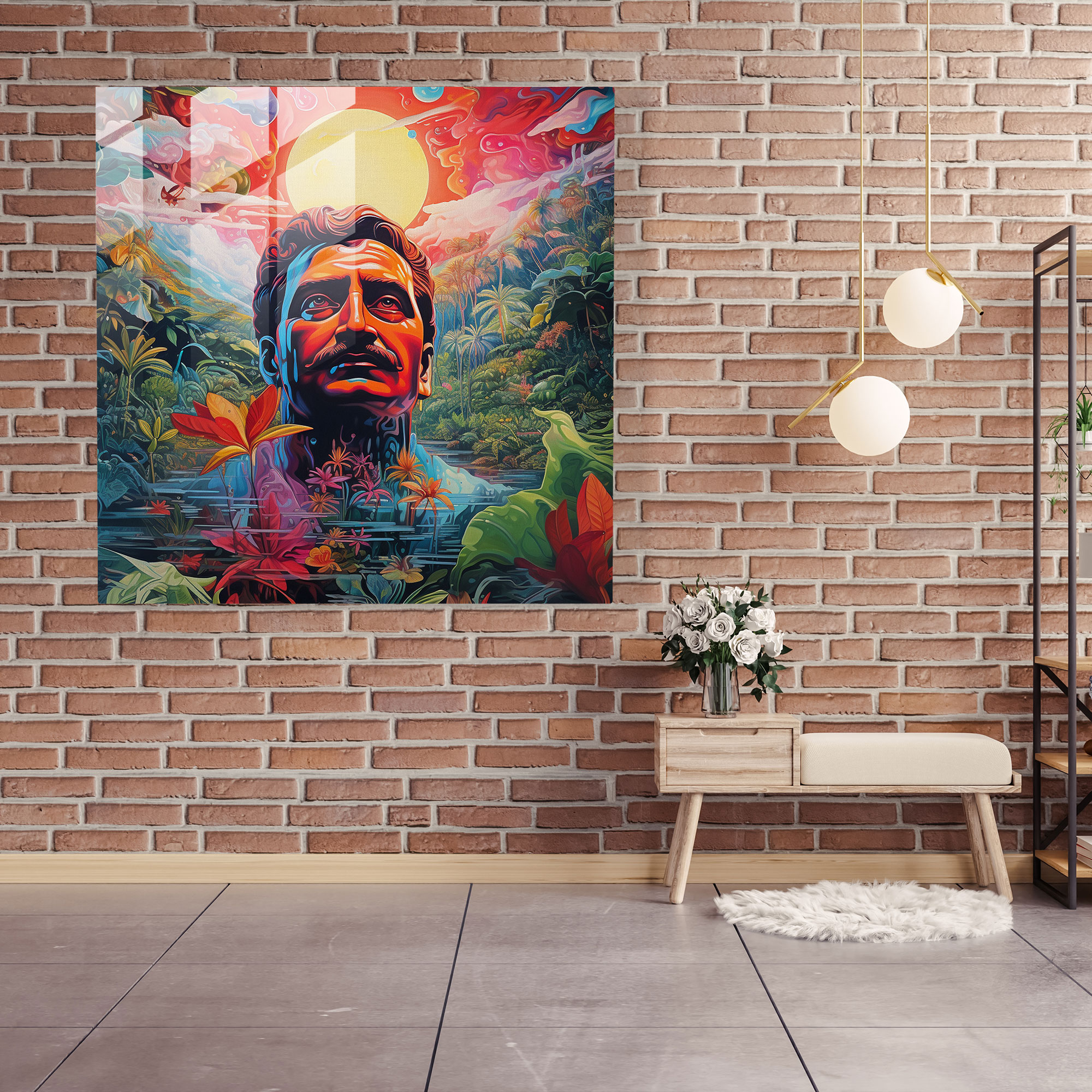 Sürreal Pablo Escobar Cam Tablo - Pablo Escobar Cam Sanatı Ev Dekorasyonu
