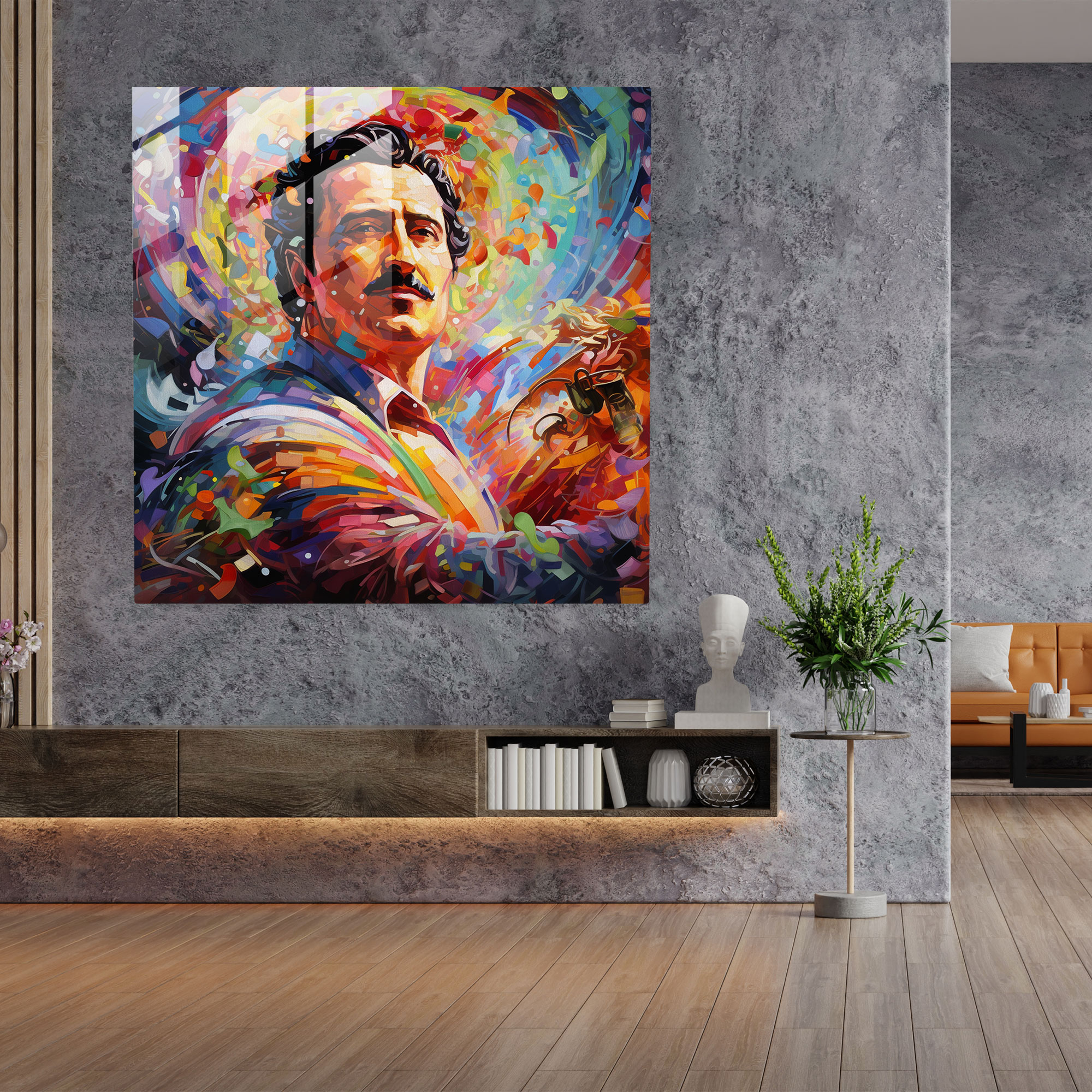 Impressionist Pablo Escobar Glass Print - Pablo Escobar, Modern Art, Wall Decoration, Glass Art