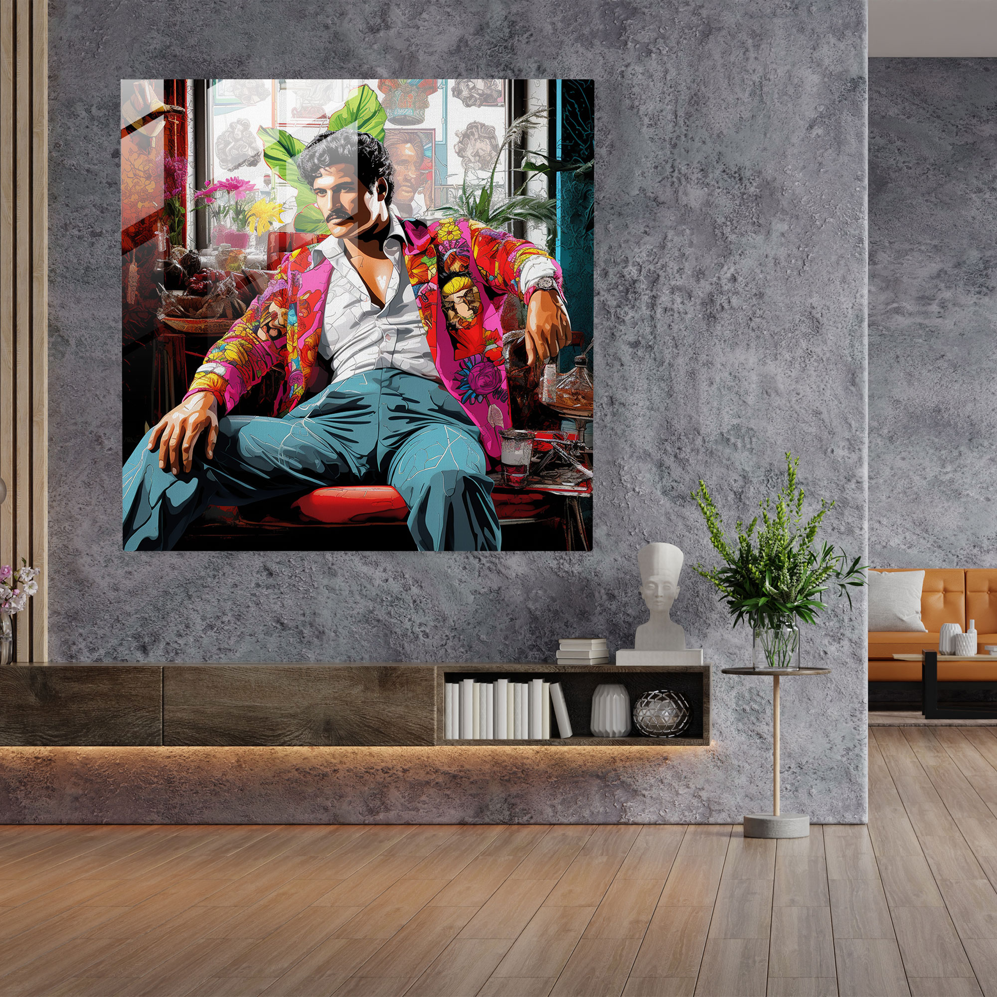 Pop Art Pablo Escobar Glass Print - Pablo Escobar, Glass Print, Home Decoration, Glass Wall Art