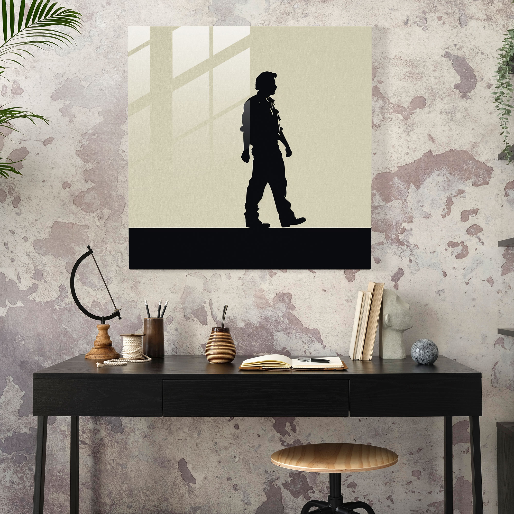 Pablo Escobar Minimalist Cam Tablo - Ev Dekorasyonu Siluet Duvar Dekorasyonu