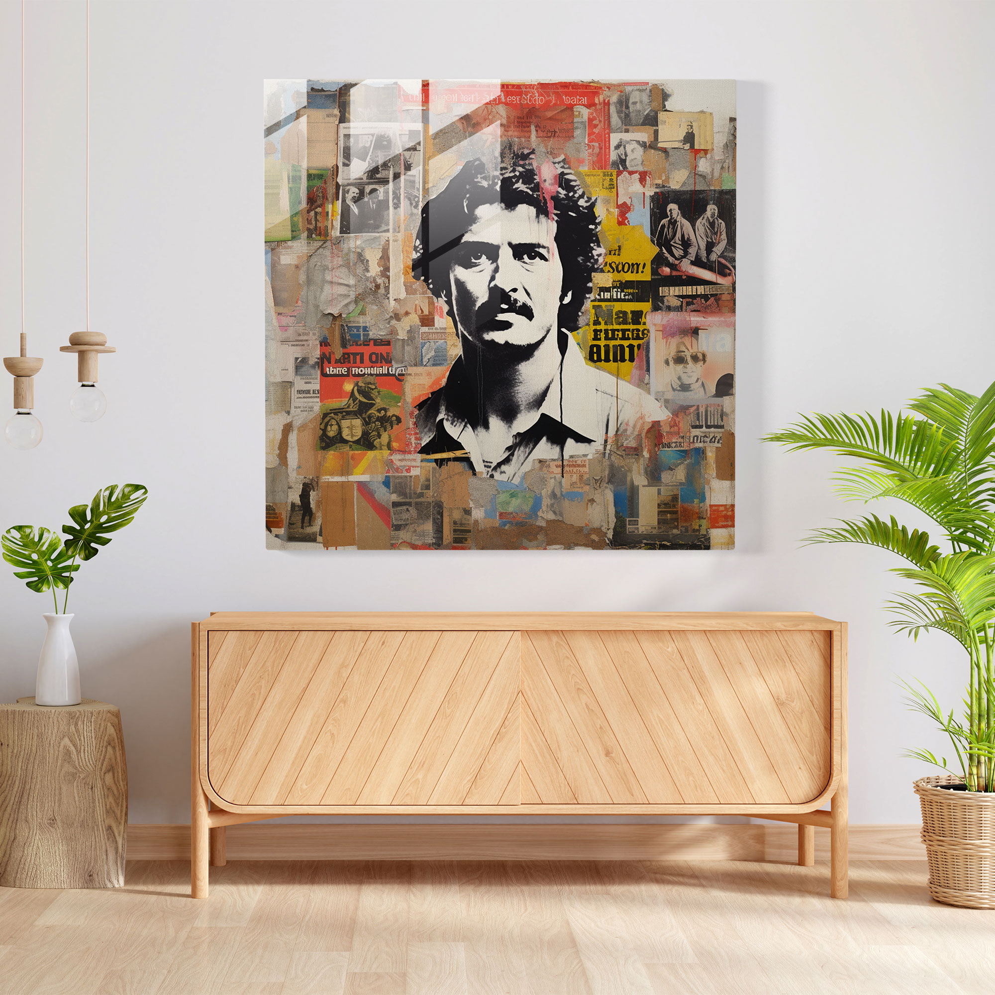Pablo Escobar Mixed Media Glass Print - Pablo Escobar, Modern Art, Glass Print, Pablo Escobar