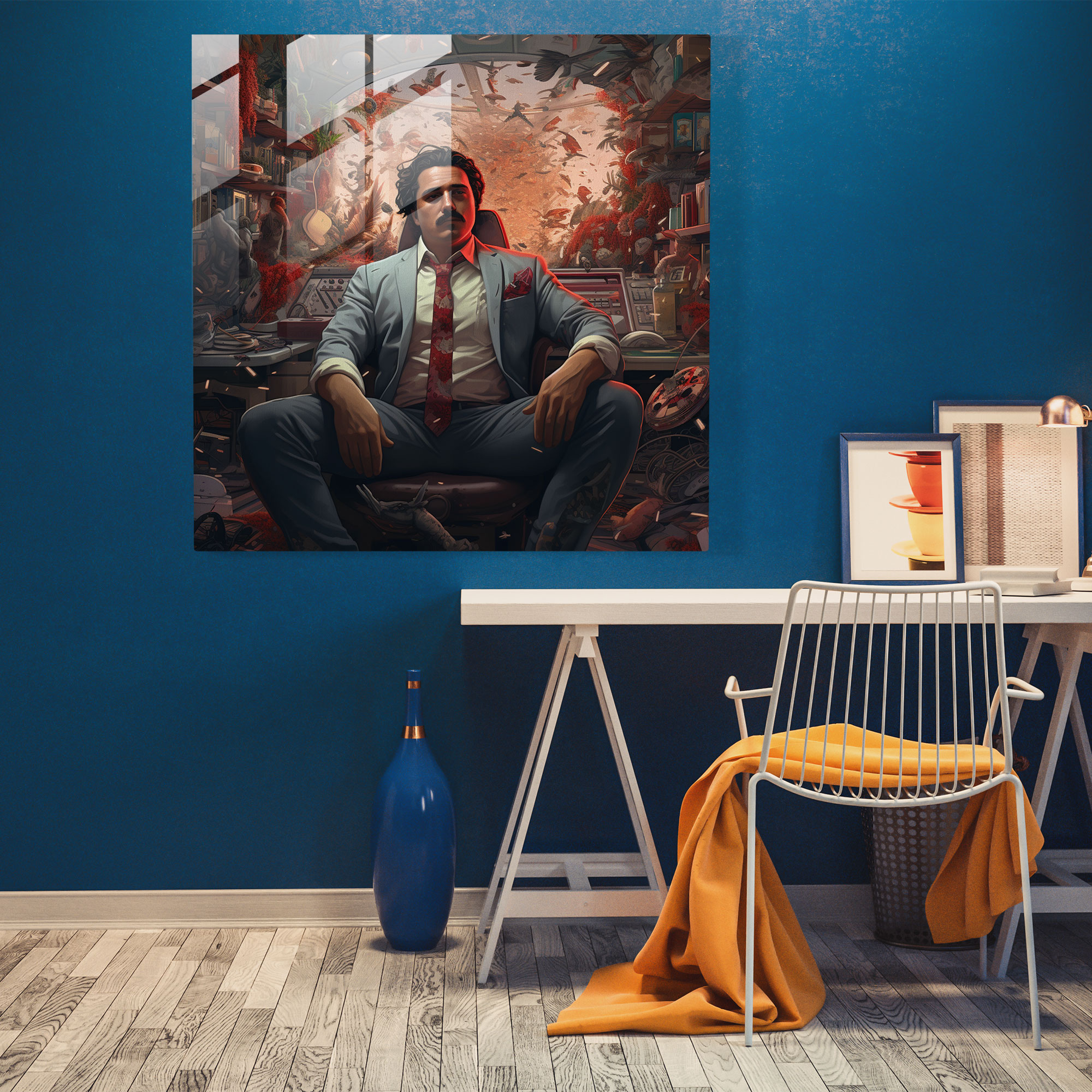 Pablo Escobar Futuristic Glass Print - Pablo Escobar, Glass Art, Technology, Pablo Escobar