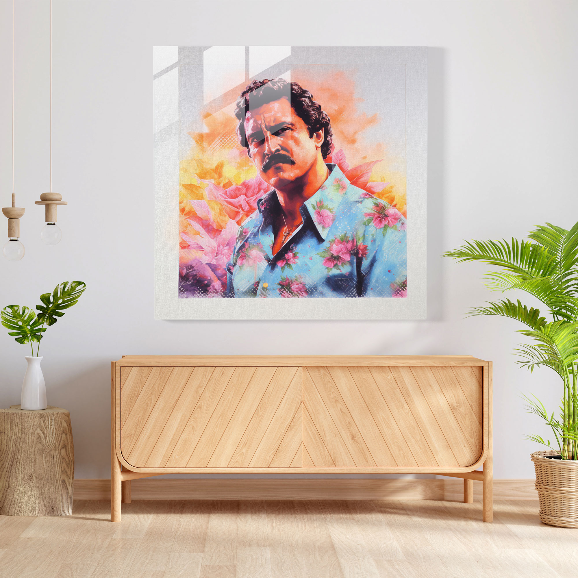 Vintage Pablo Escobar Glass Print - Pablo Escobar, Wall Decoration, Glass Art, Pablo Escobar