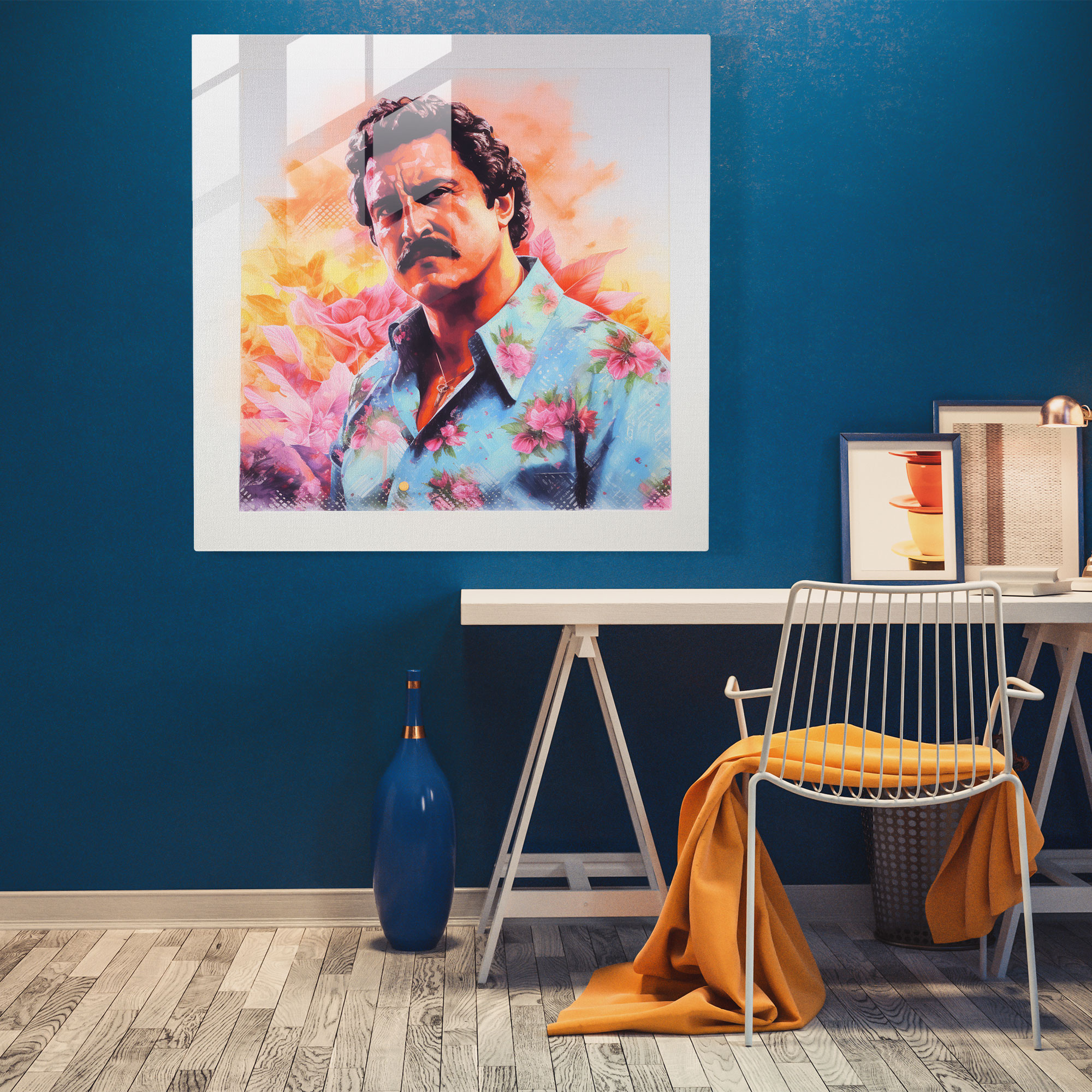 Vintage Pablo Escobar Glass Print - Pablo Escobar, Wall Decoration, Glass Art, Pablo Escobar