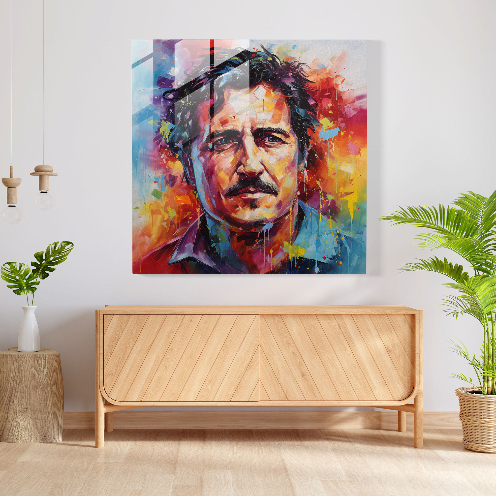 Pablo Escobar Glass Print - Abstract Acrylic Portrait - Pablo Escobar, Glass Wall Art, Modern Art, Glass Print