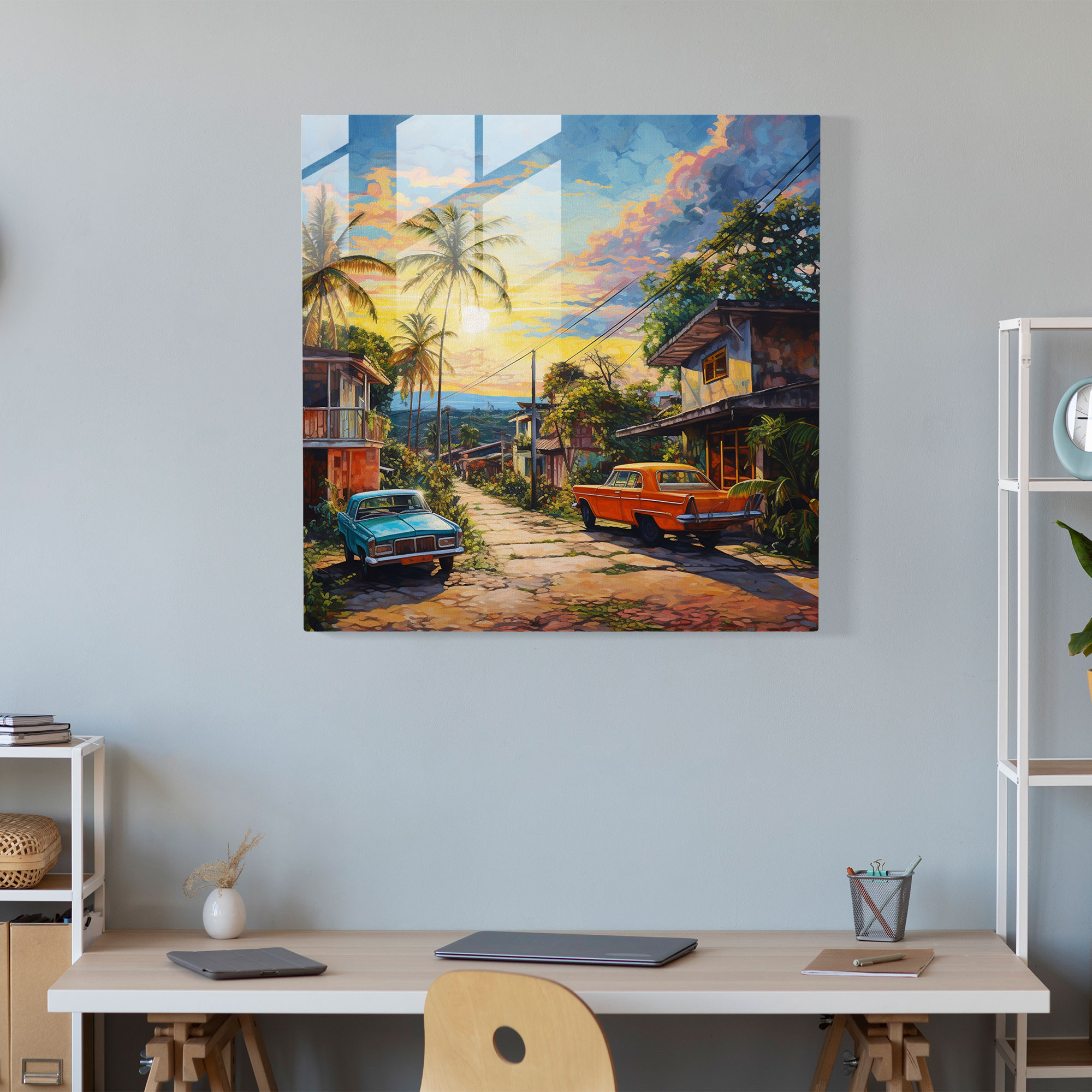 Pablo Escobar Glass Print - Impressionist Painting With Vibrant Colors - Pablo Escobar, Home Decoration, Vibrant Colors, Glass Print