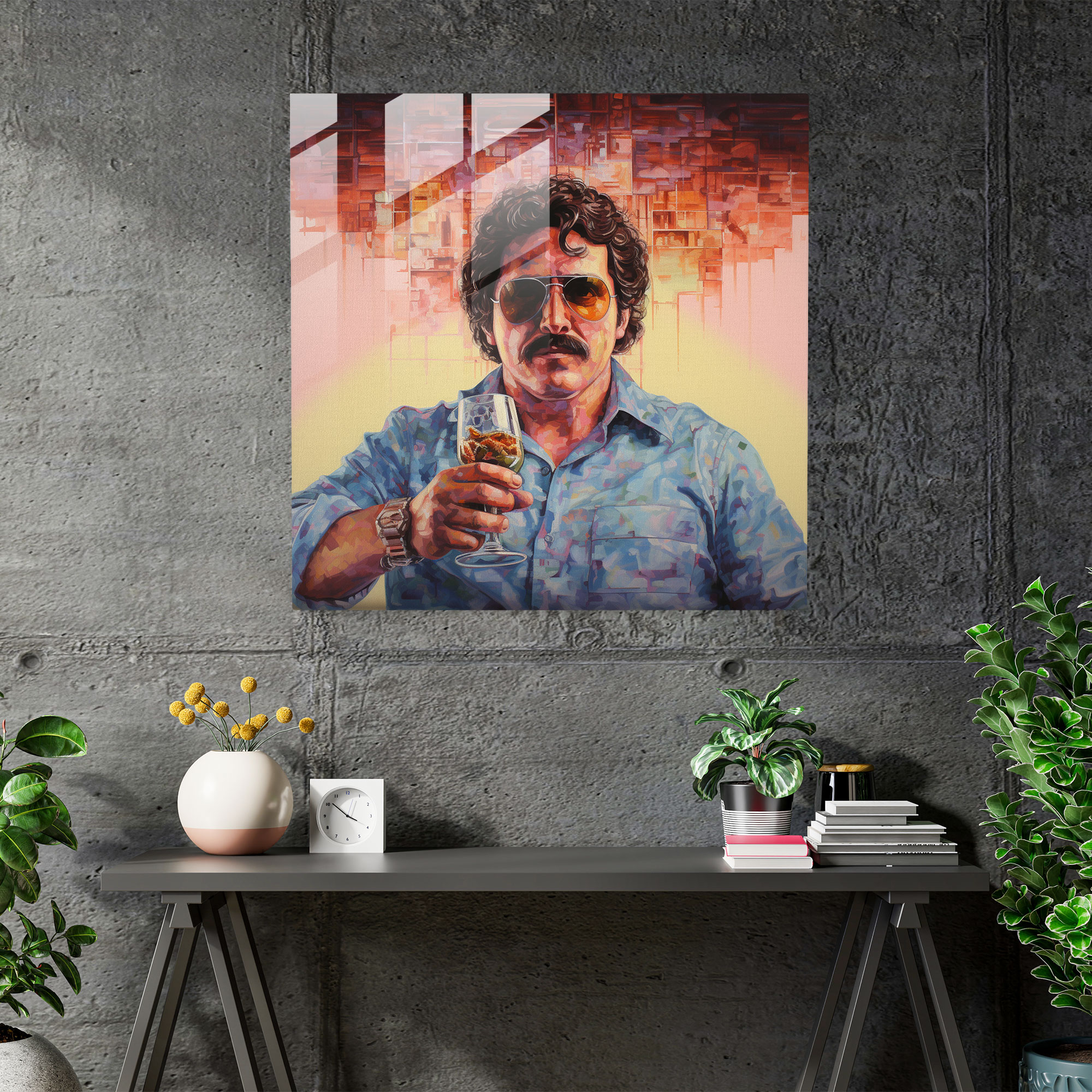 Pablo Escobar Glass Print - Pablo Escobar, Glass Wall Art, Glass Art, Modern Art