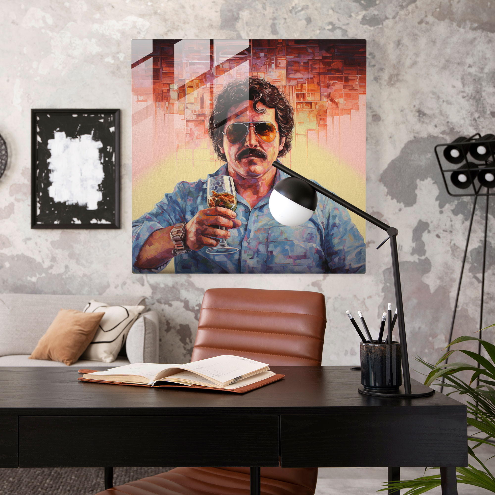 Pablo Escobar Glass Print - Pablo Escobar, Glass Wall Art, Glass Art, Modern Art