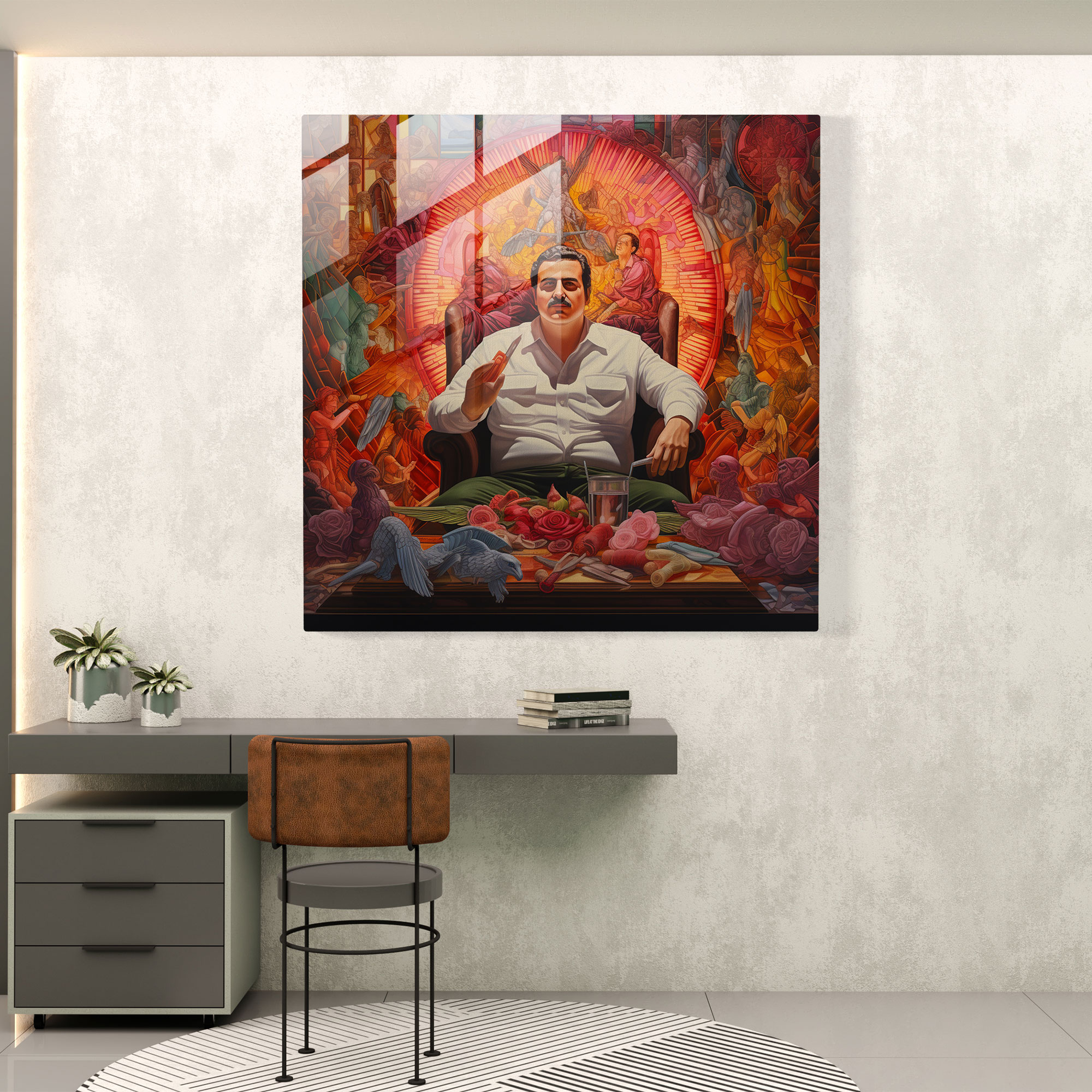 Pablo Escobar Glass Print - Pablo Escobar, Modern Art, Pablo Escobar, Contemporary Artwork