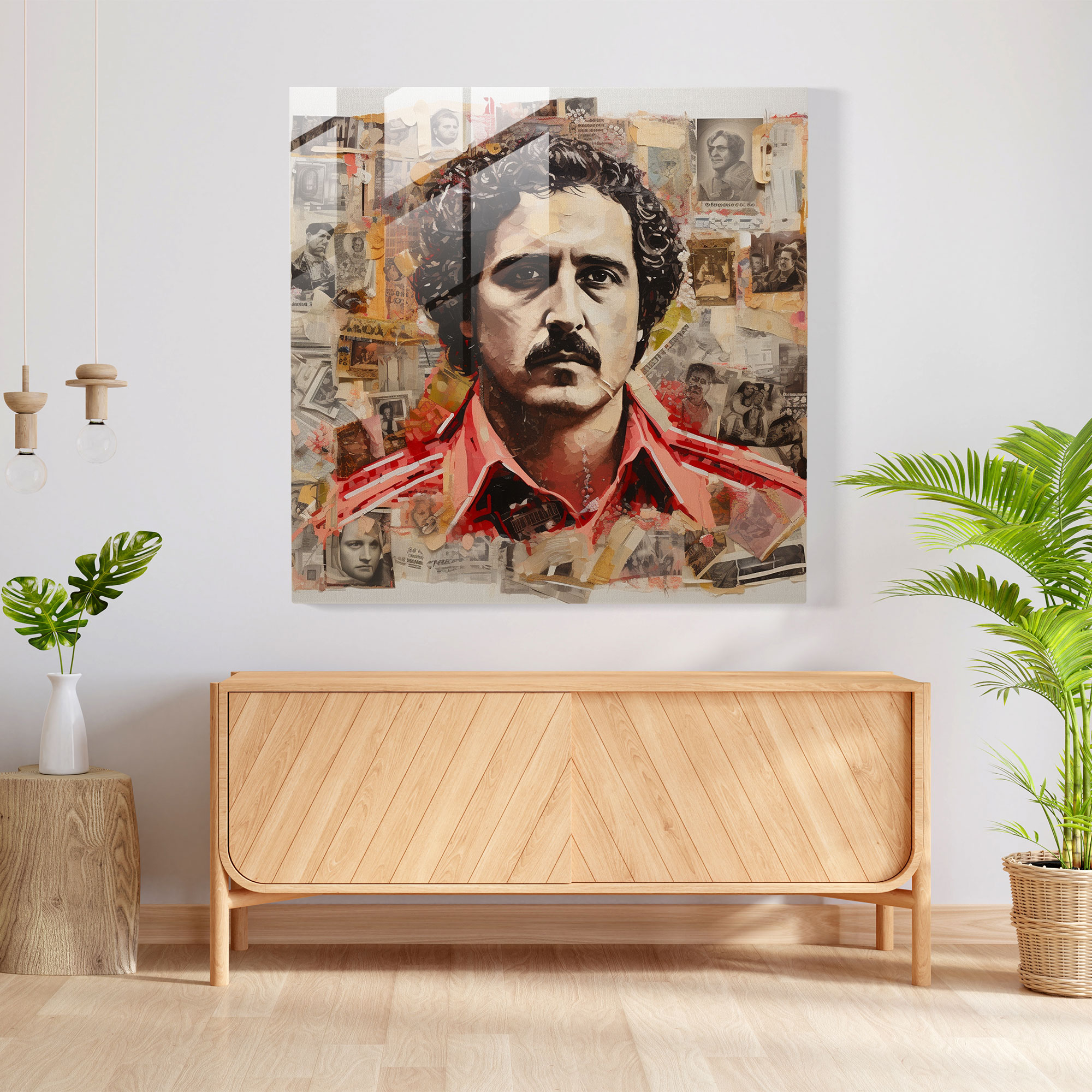 Pablo Escobar Glass Print - Pablo Escobar, Modern Art, Home Decoration, Wall Decoration