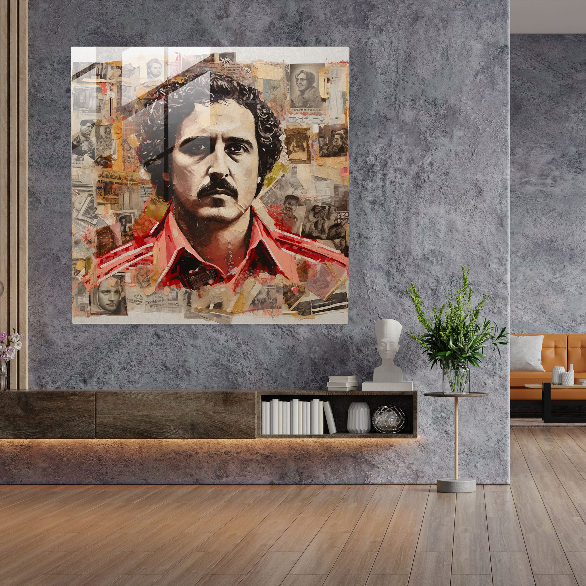 Pablo Escobar Glass Print - Pablo Escobar, Modern Art, Home Decoration, Wall Decoration