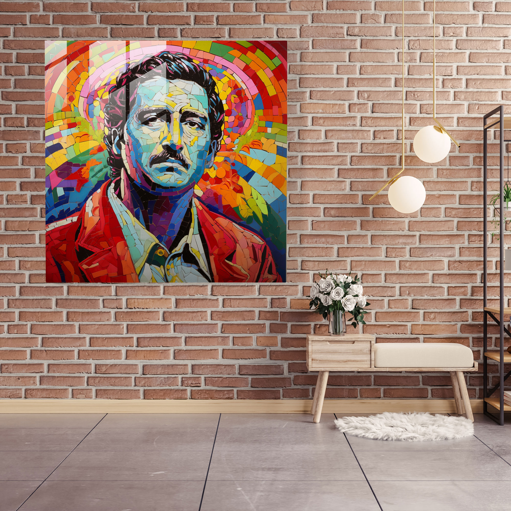 Pablo Escobar Glass Print - Pablo Escobar, Modern Art, Glass Art, Home Decoration