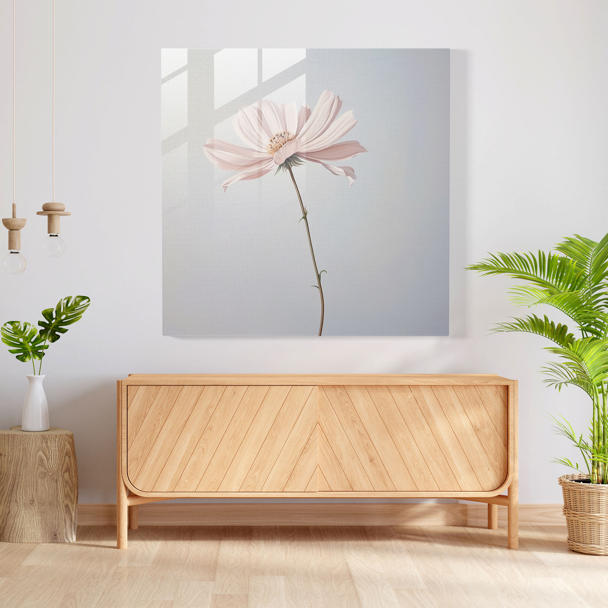 Simplicity Blooms Glass Print - Pastel, Glass Art, Soft Hues, Glass Wall Art