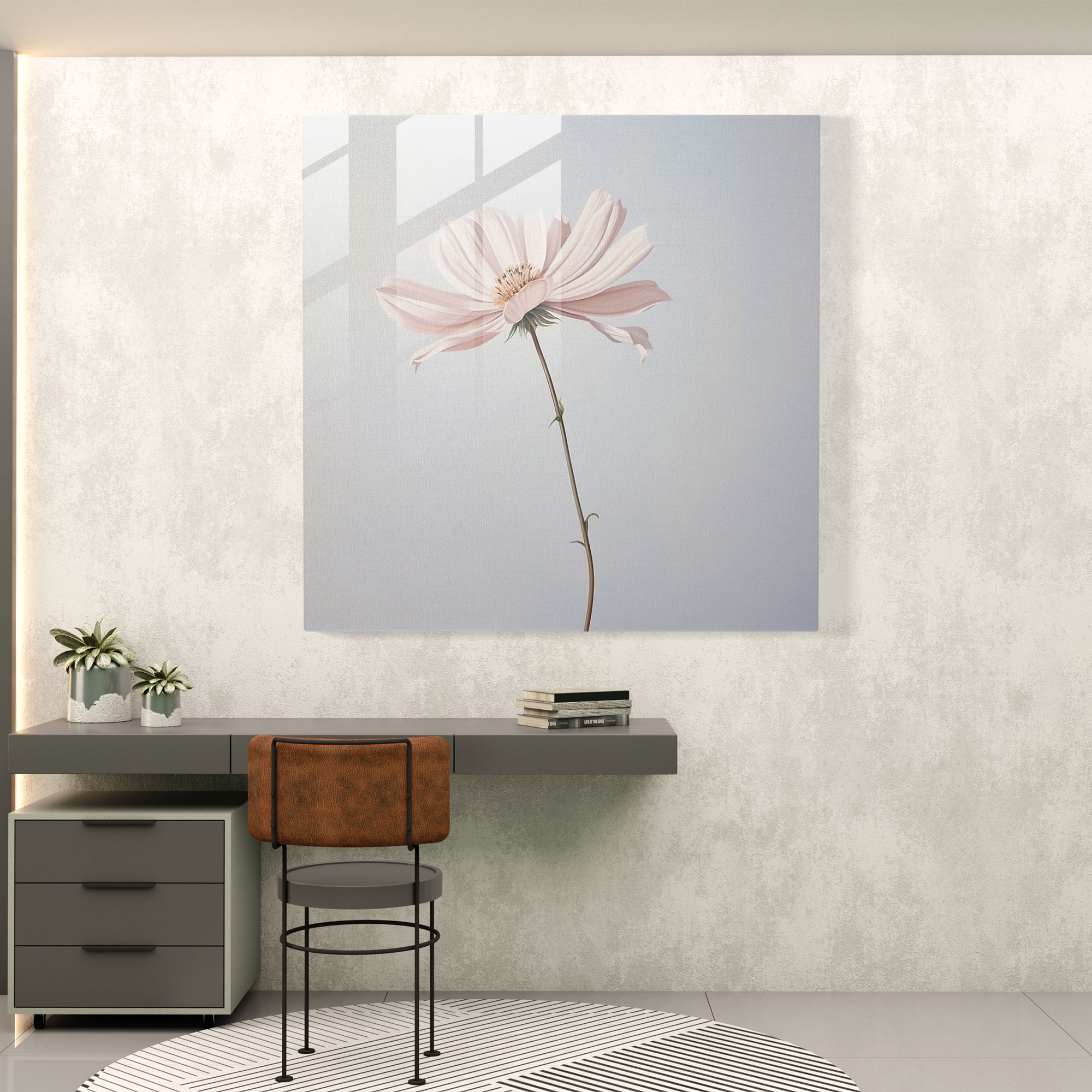 Simplicity Blooms Glass Print - Pastel, Glass Art, Soft Hues, Glass Wall Art