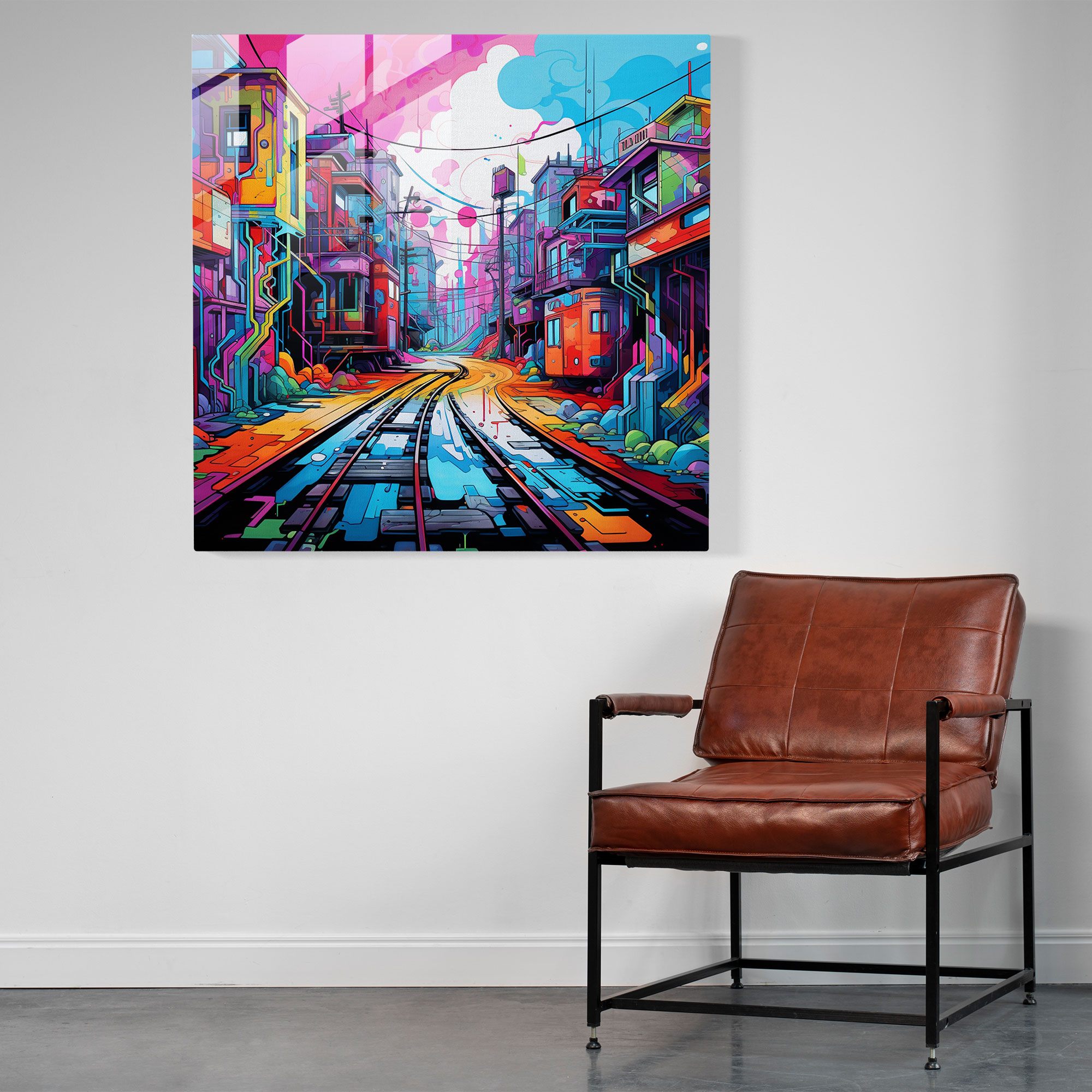 Urban Pastels Glass Print - Pastel, Vibrant Colors, Glass Art, Pastel Graffiti Artwork