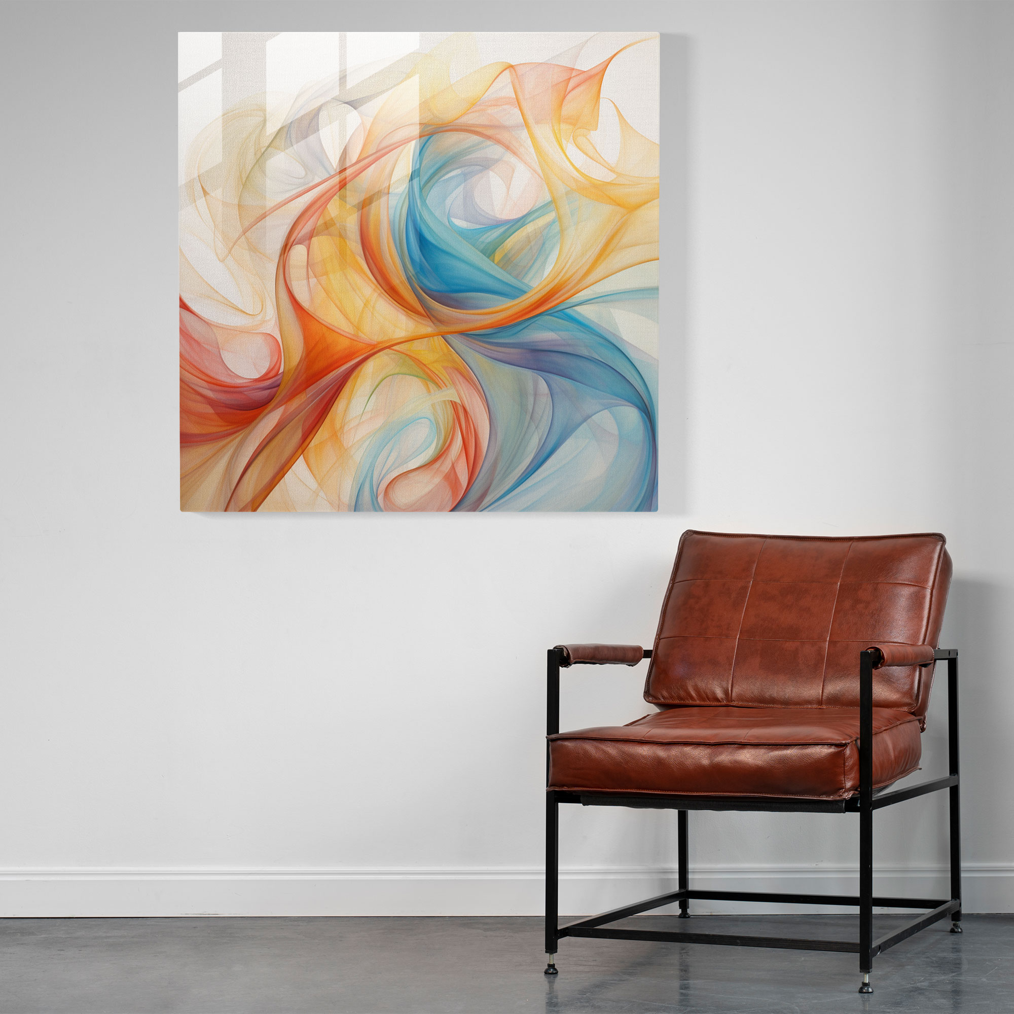 Canlı Pastel Cam Sanatı - Pastel Modern Sanat Kıvrımlar