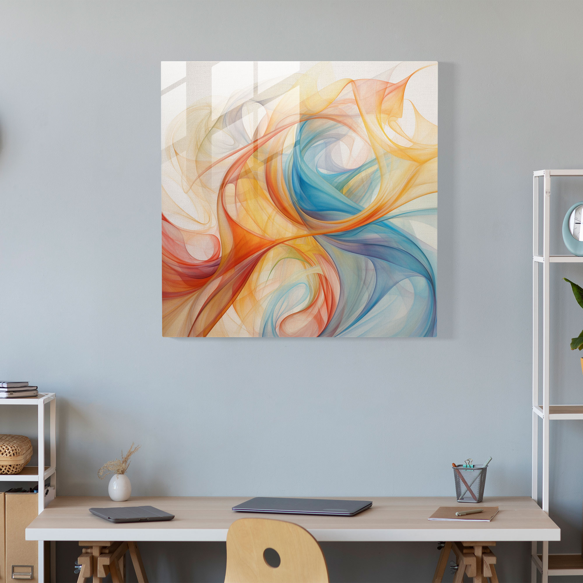 Canlı Pastel Cam Sanatı - Pastel Modern Sanat Kıvrımlar