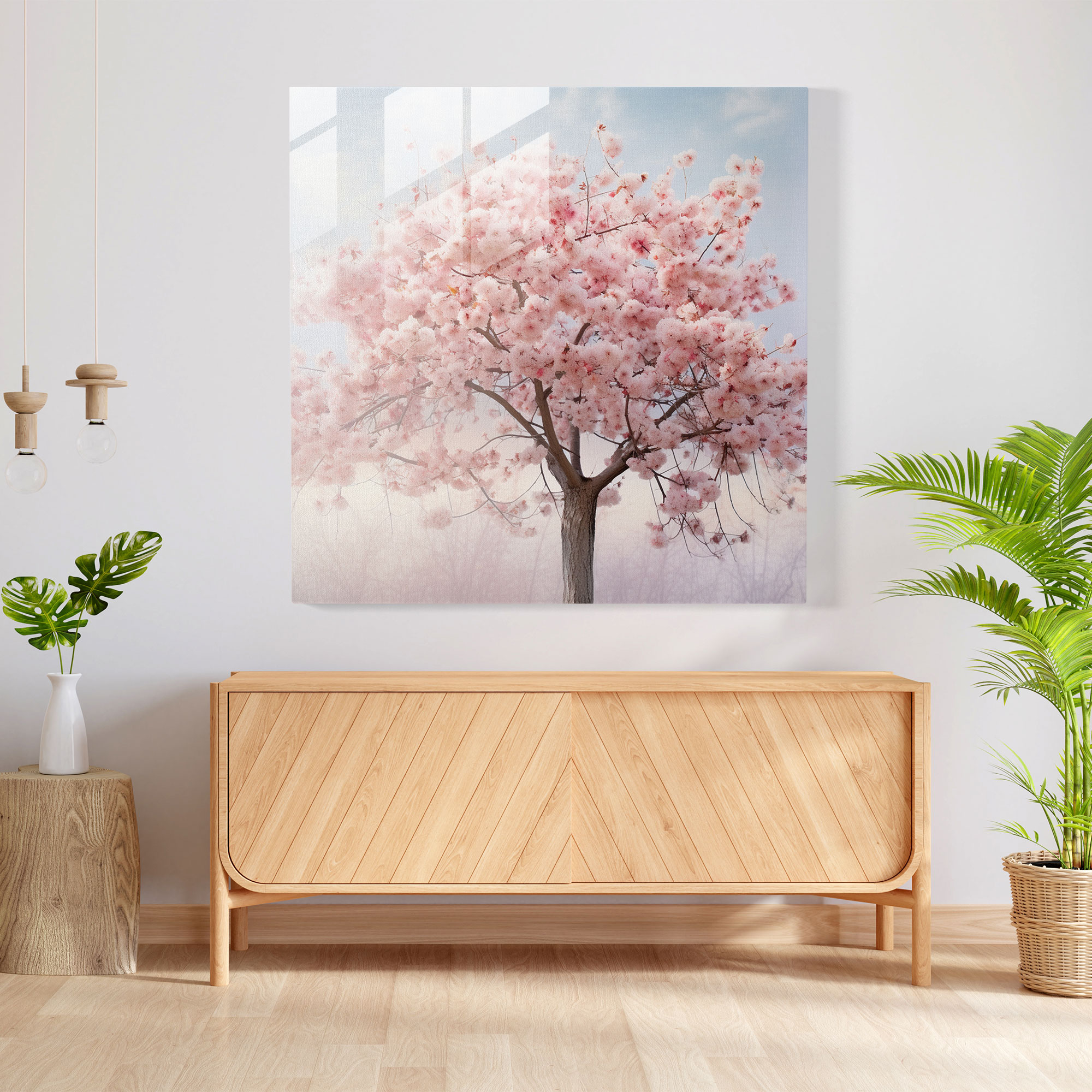 Blossom Elegance Glass Print - Pastel, Ethereal Atmosphere, Elegance, Glass Wall Art