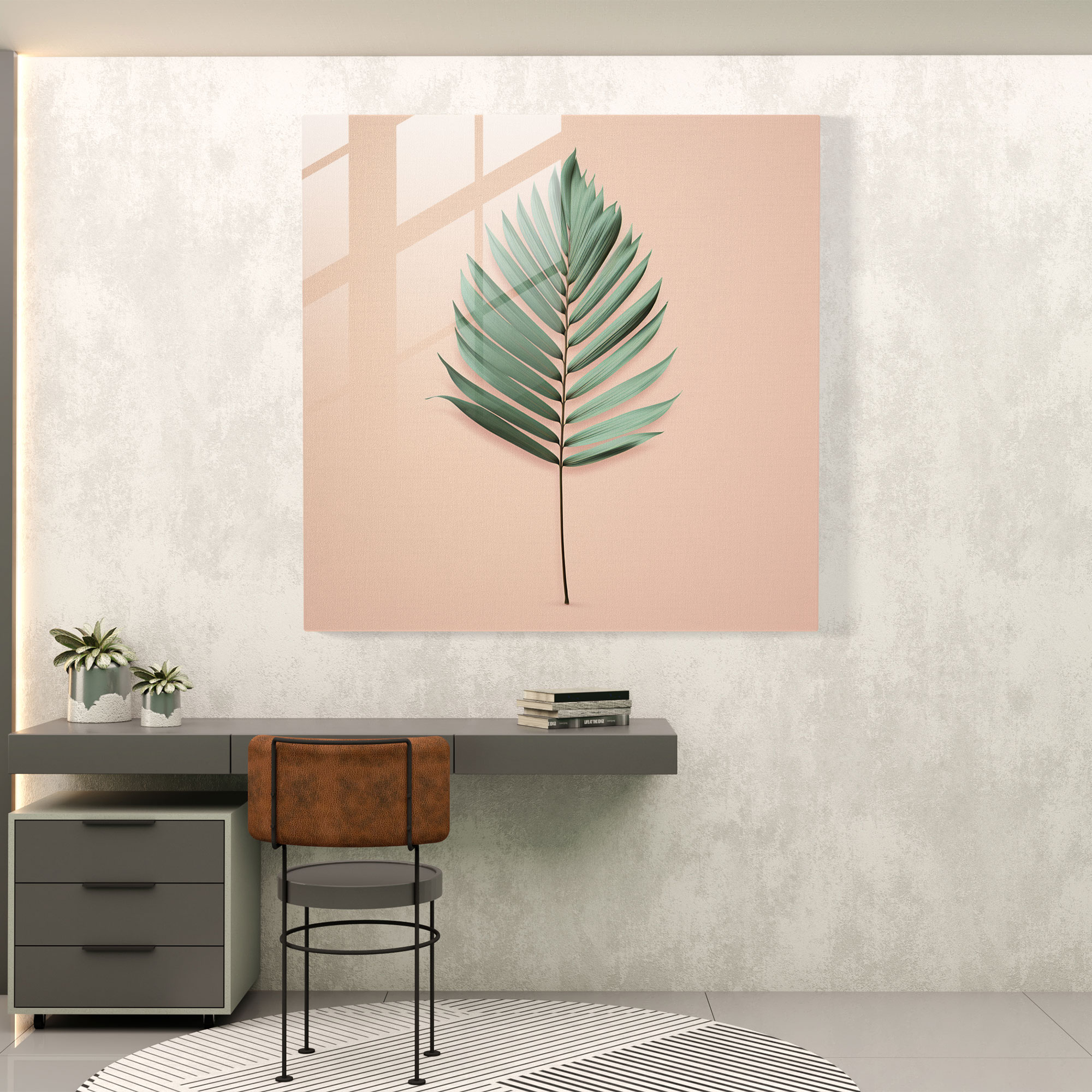 Minimalist Pastel Cam Tablo Baskı - Pastel Nötr Arka Plan Temiz Estetik