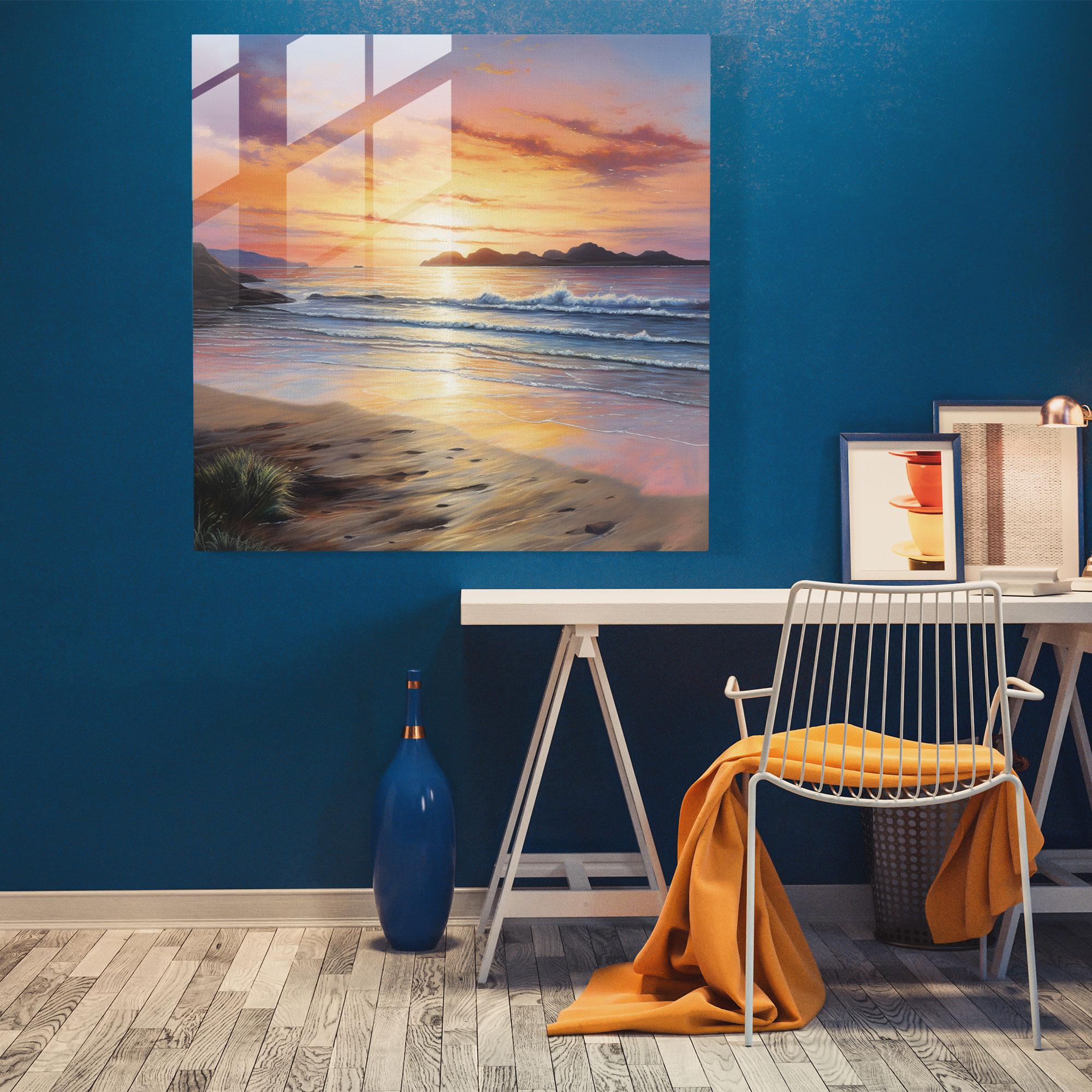 Pastel Sunset Glass Print - Pastel, Wall Decoration, Modern Art, Wanderlust