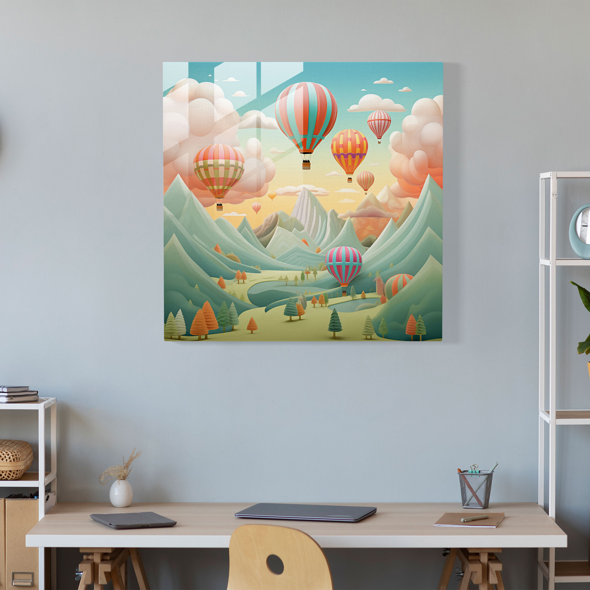 Pastel Soaring Glass Print - Pastel, Floating In The Sky, Contemporary Illustration, Pastel Hues