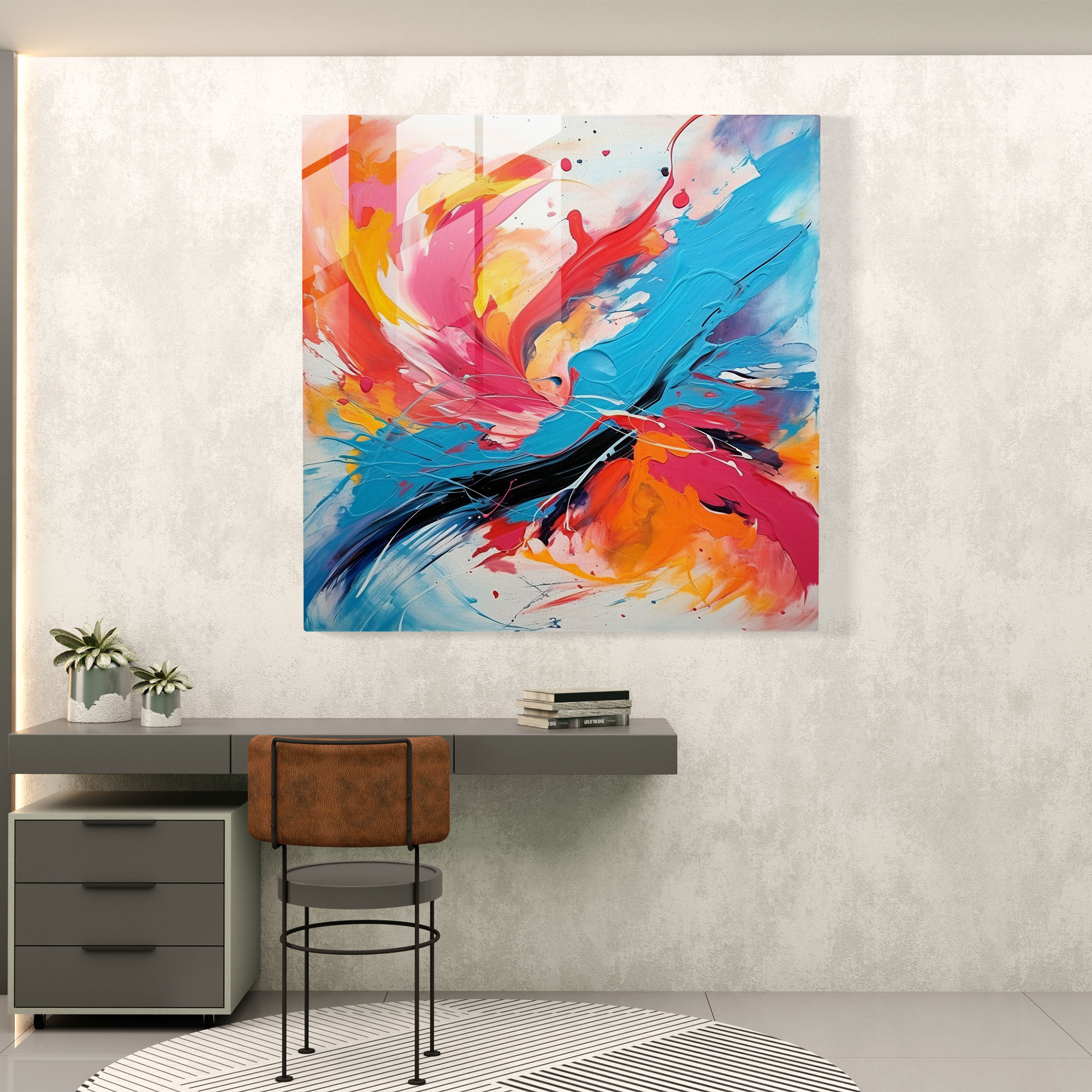 Abstract Energy Glass Print - Portrait, Portrait, Glass Print, Abstract Painting
