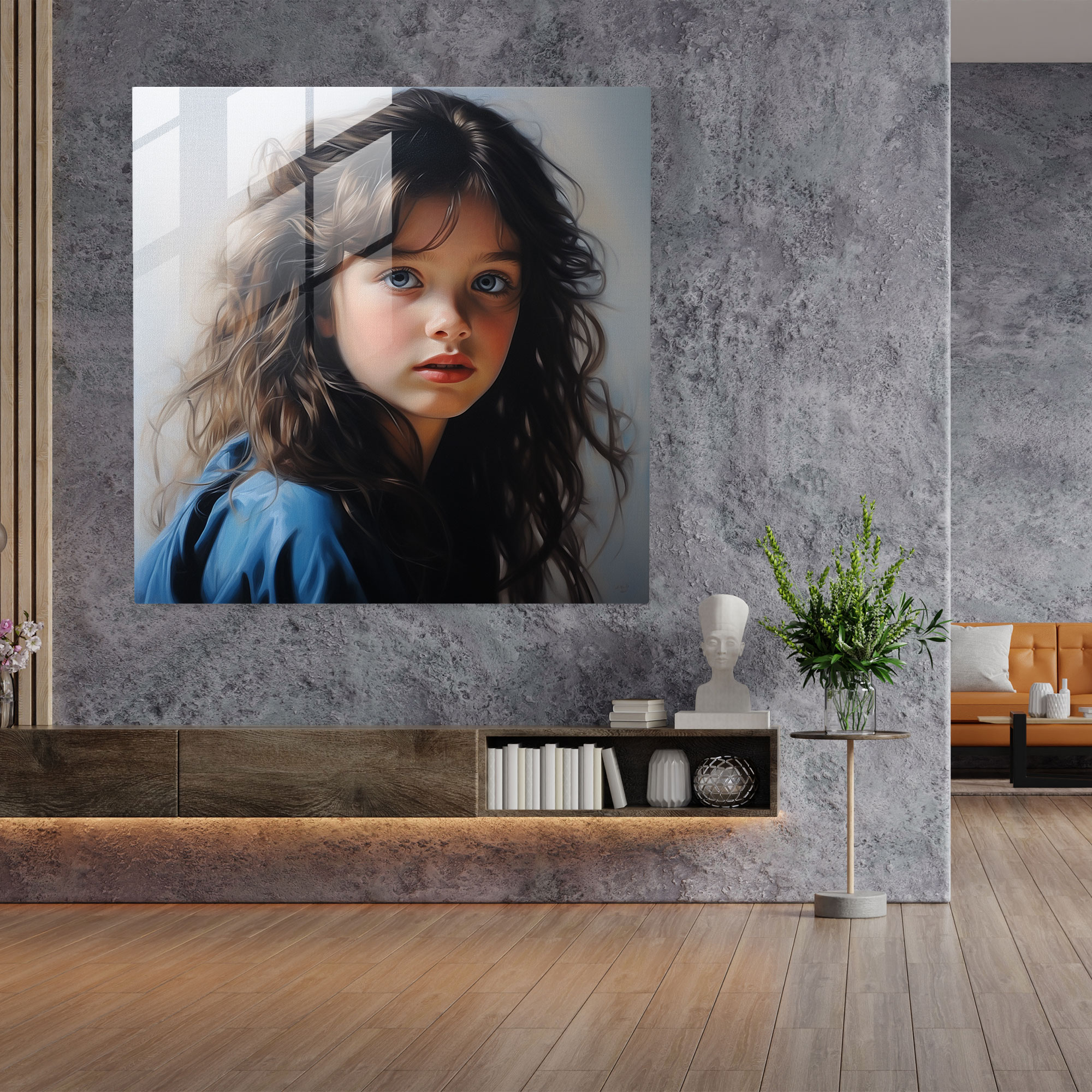 Innocent Wonder Glass Print - Portrait, Glass Art, Realistic, Modern Art
