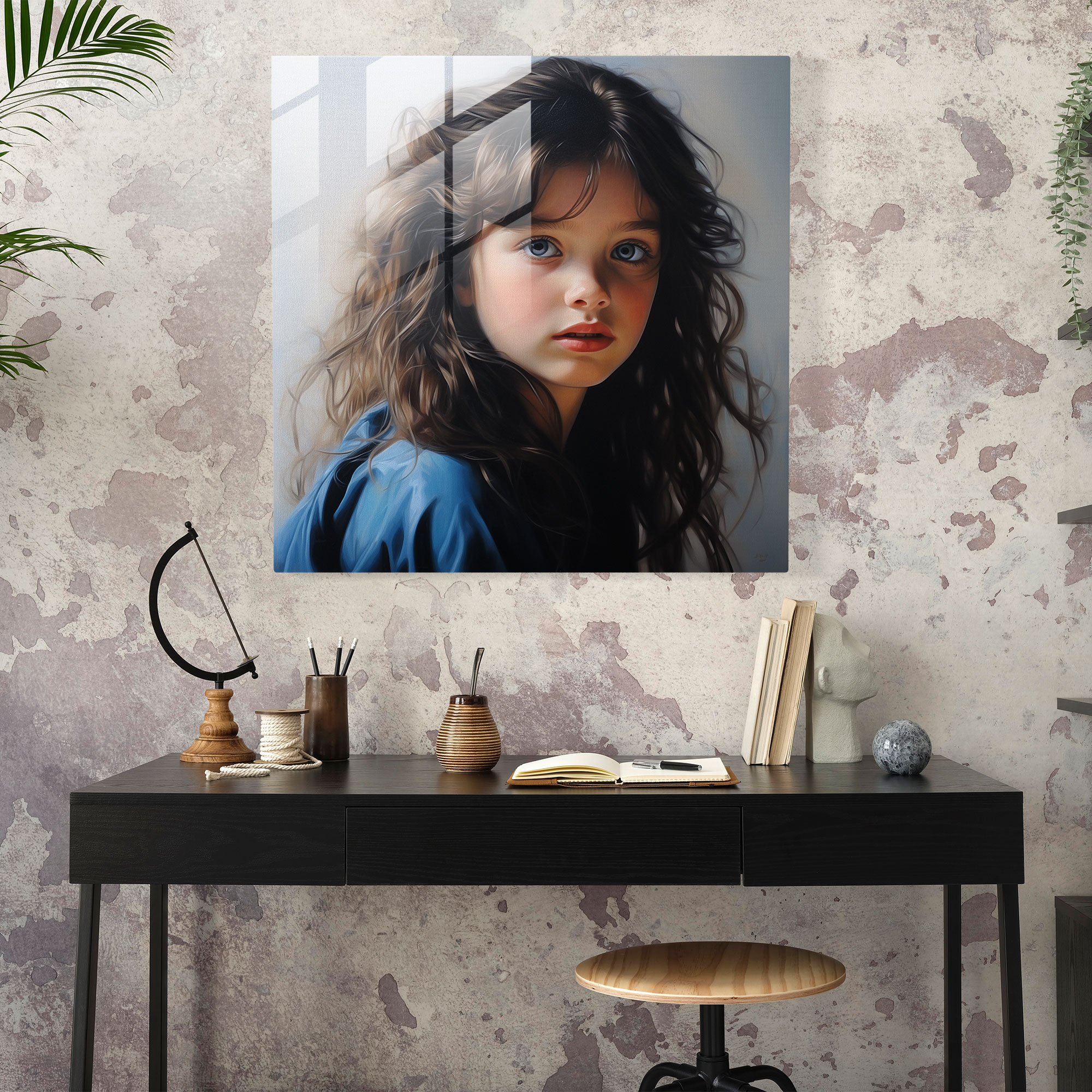Innocent Wonder Glass Print - Portrait, Glass Art, Realistic, Modern Art