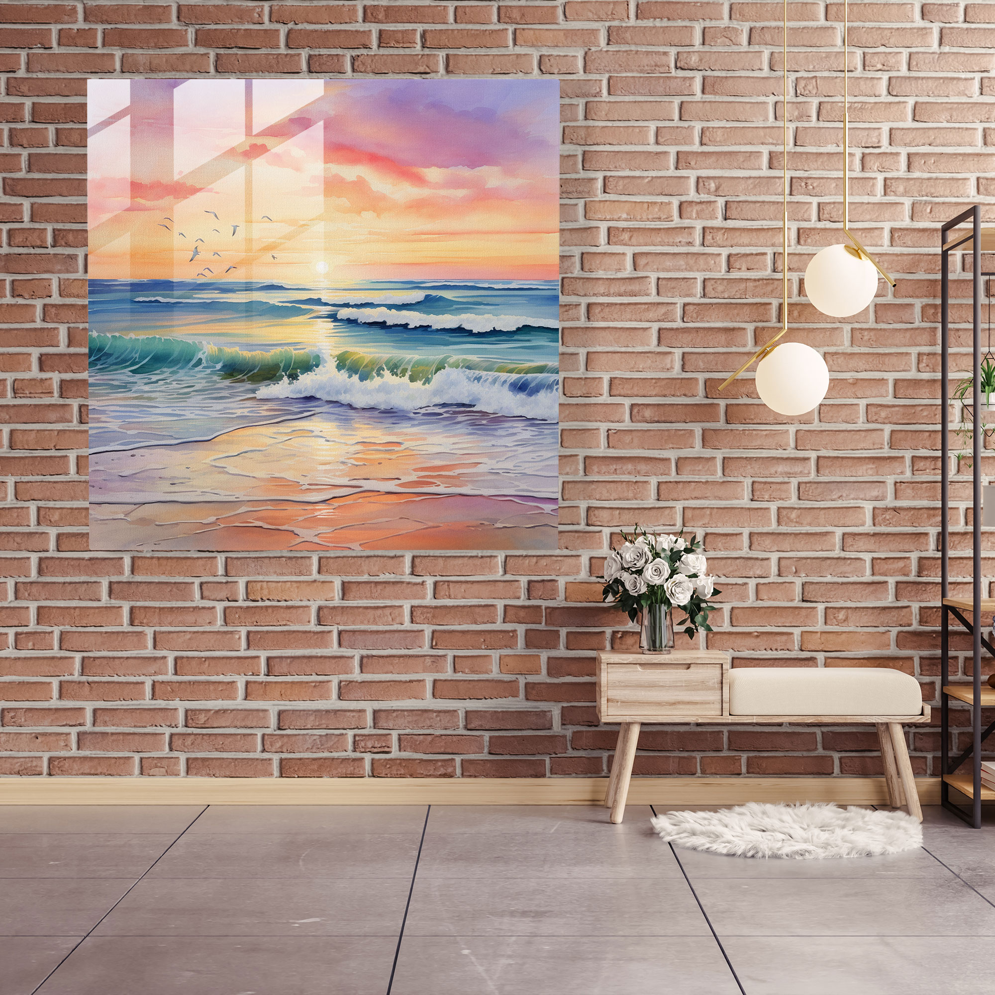 Tranquil Beach Glass Print - Portrait, Glass Wall Art, Portrait, Glass Print