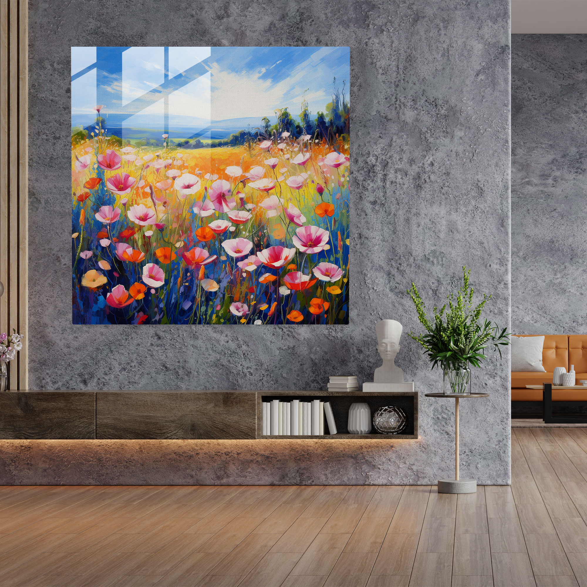 Vibrant Blooms Glass Print - Portrait, Glass Print, Wall Decoration, Vibrant Flowers