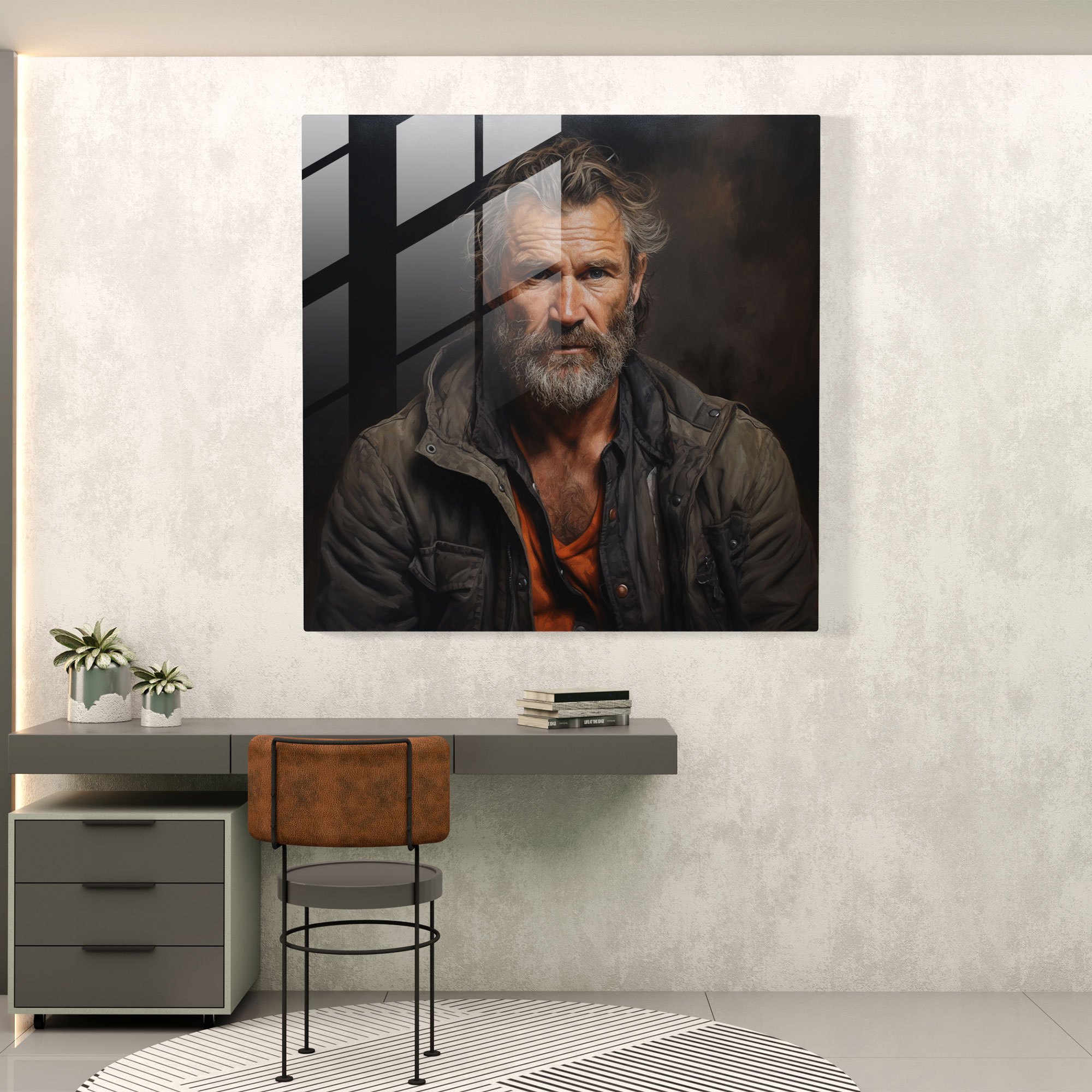 Lifelike Portrait Glass Print - Portrait, Realistic Oil Painting, Glass Wall Art, Glass Art