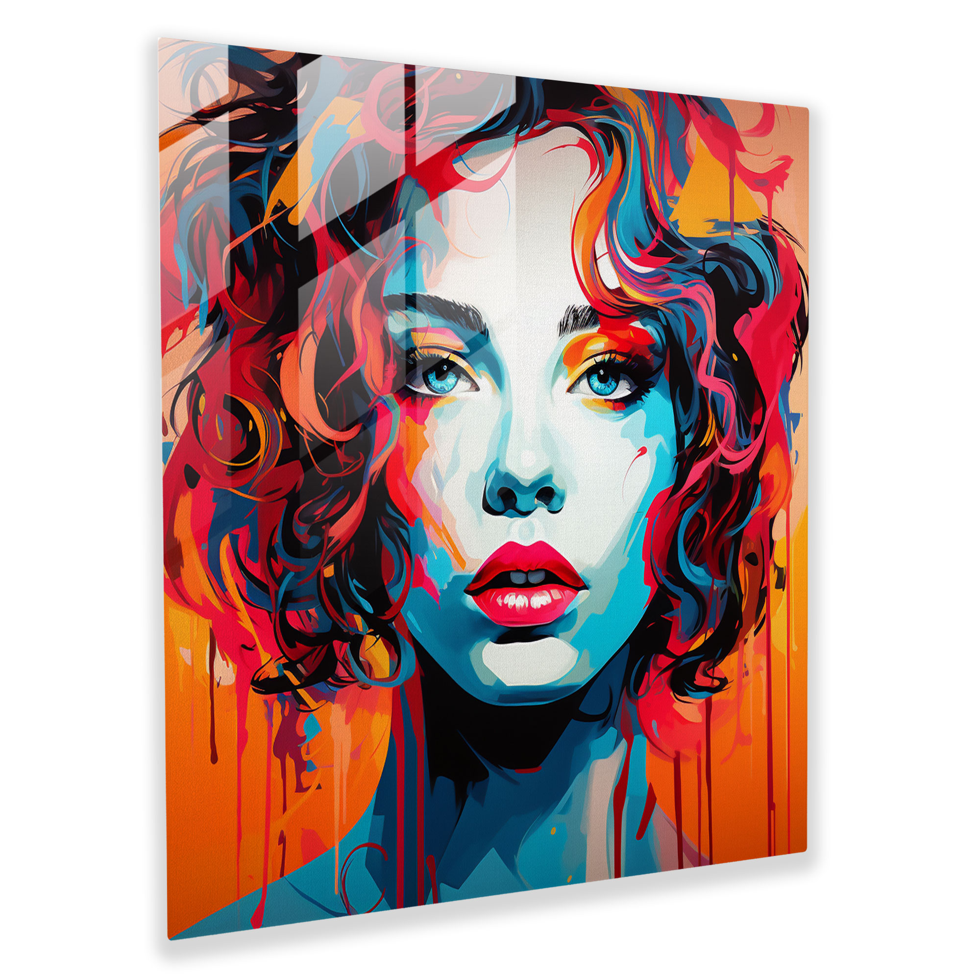 Colorful Pop Art Glass Print - Portrait, Home Decoration, Bold Lines, Glass Wall Art