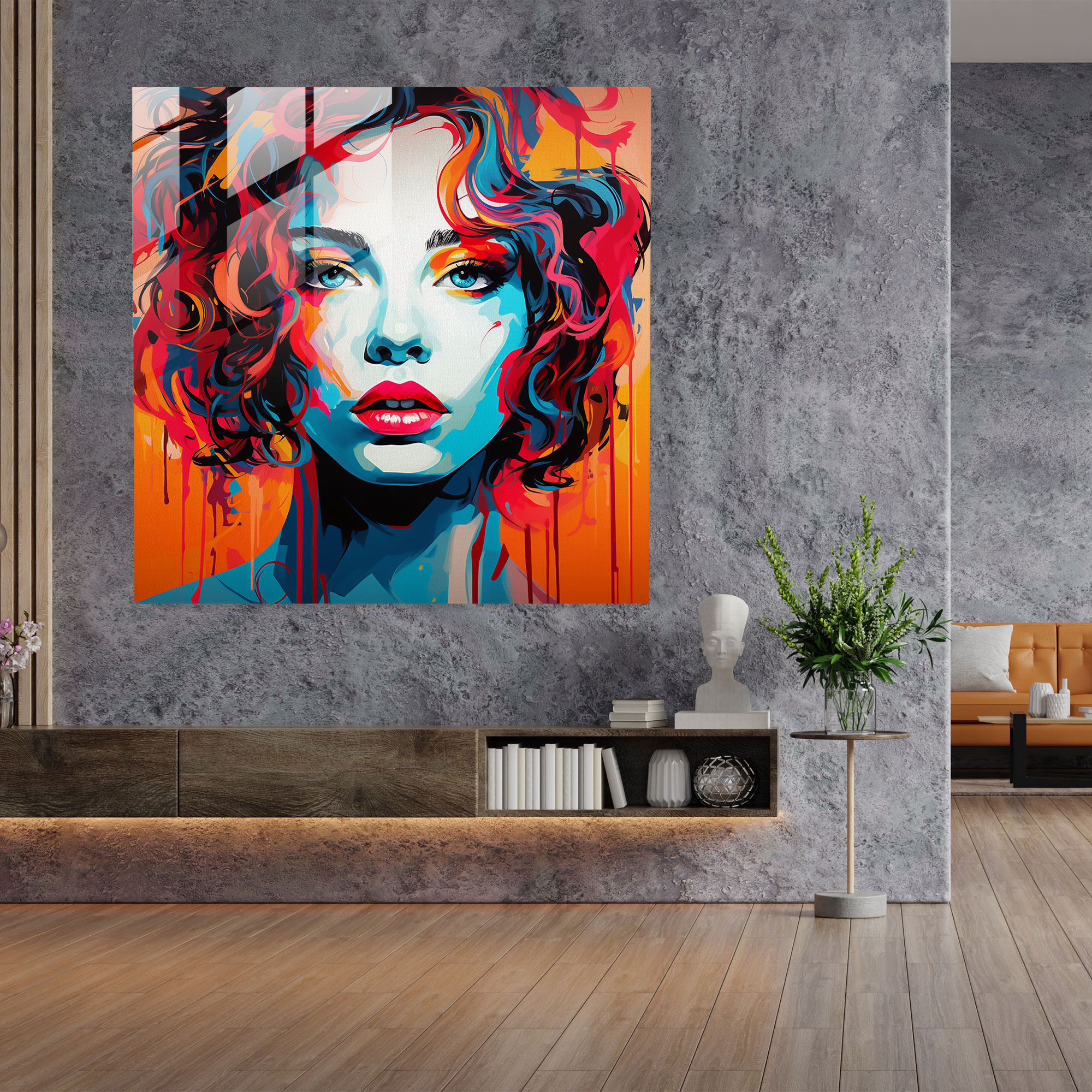 Colorful Pop Art Glass Print - Portrait, Home Decoration, Bold Lines, Glass Wall Art