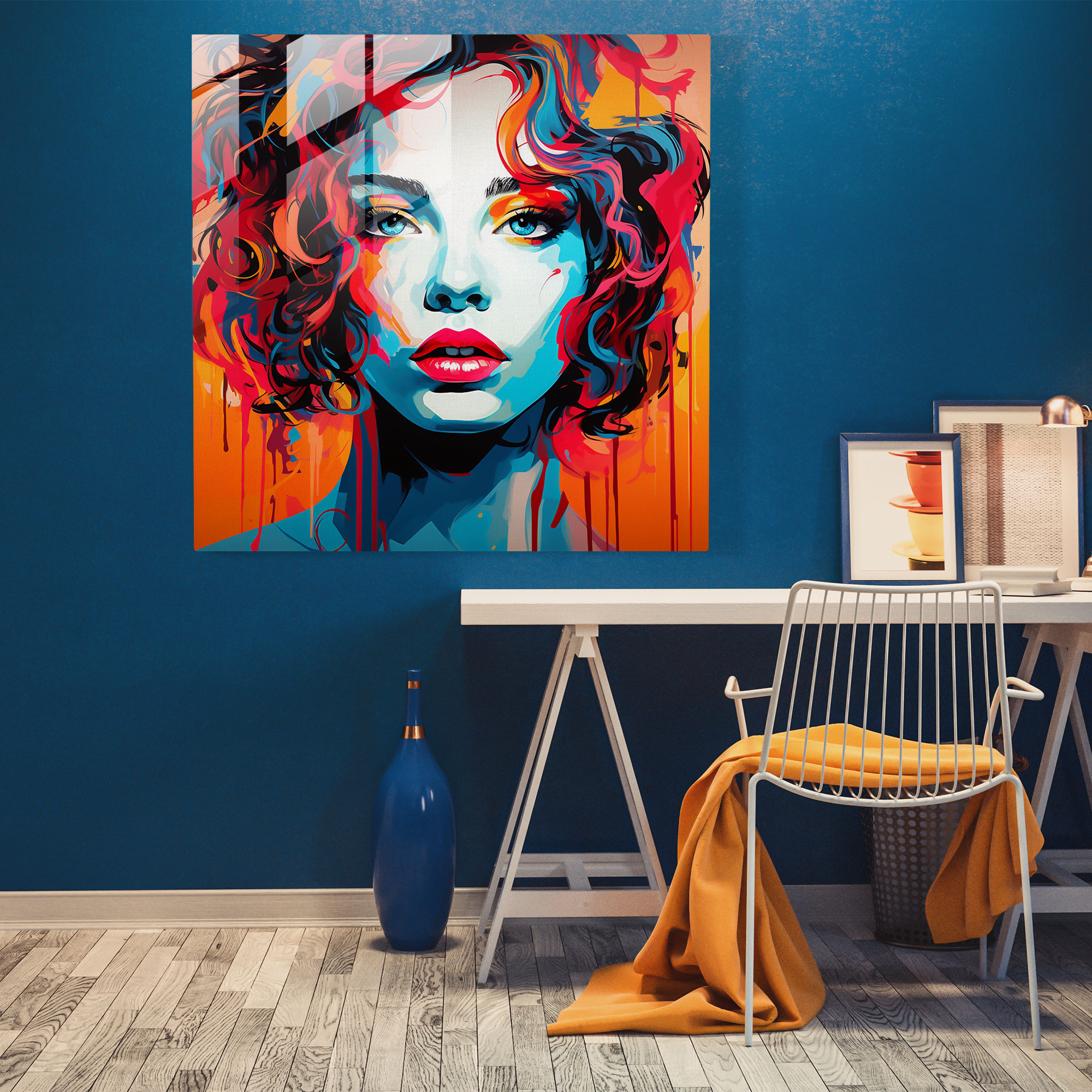 Colorful Pop Art Glass Print - Portrait, Home Decoration, Bold Lines, Glass Wall Art