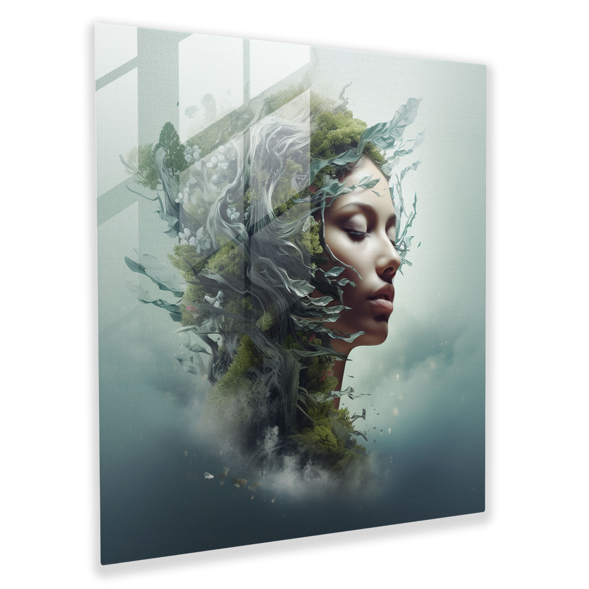 Dreamlike Nature Merging Glass Print - Portrait, Glass Print, Wall Decoration, Glass Art
