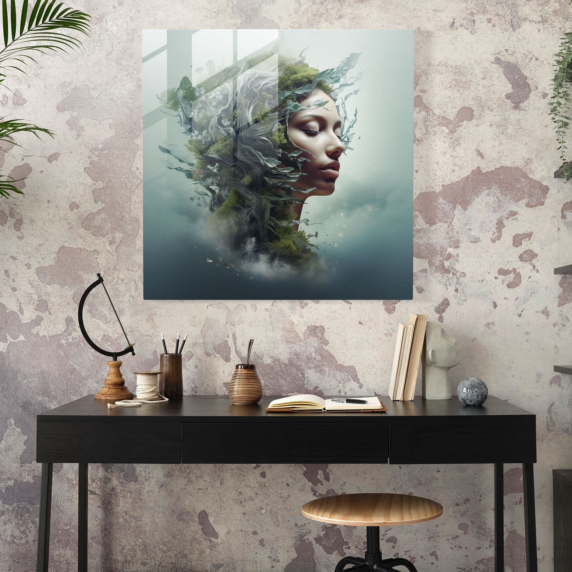 Dreamlike Nature Merging Glass Print - Portrait, Glass Print, Wall Decoration, Glass Art