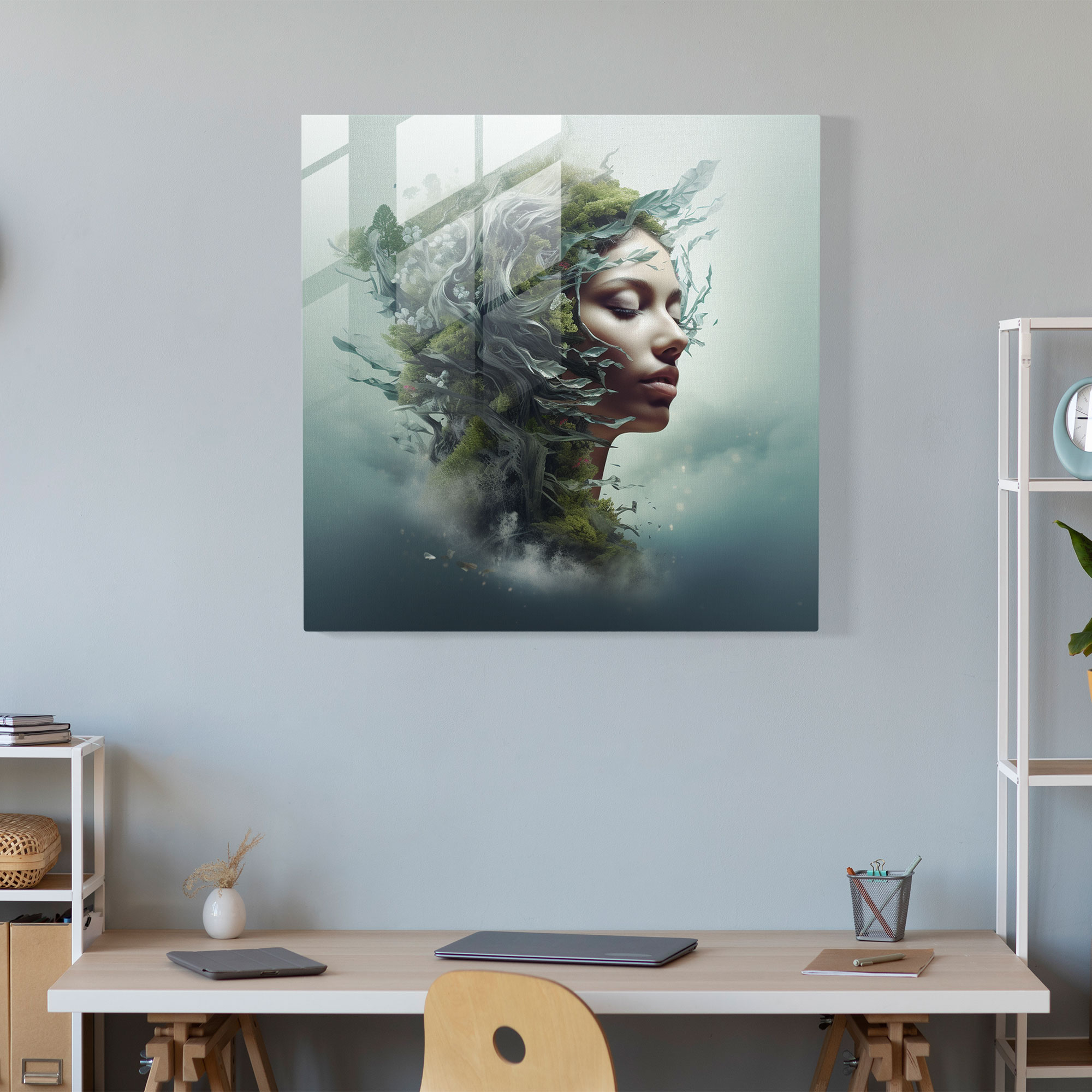 Dreamlike Nature Merging Glass Print - Portrait, Glass Print, Wall Decoration, Glass Art