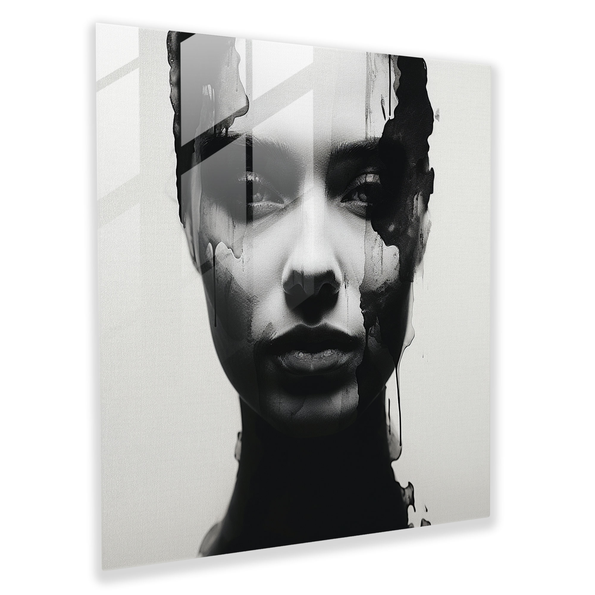 Minimalist Monochrome Glass Print - Portrait, Portrait, Simple, Modern Art