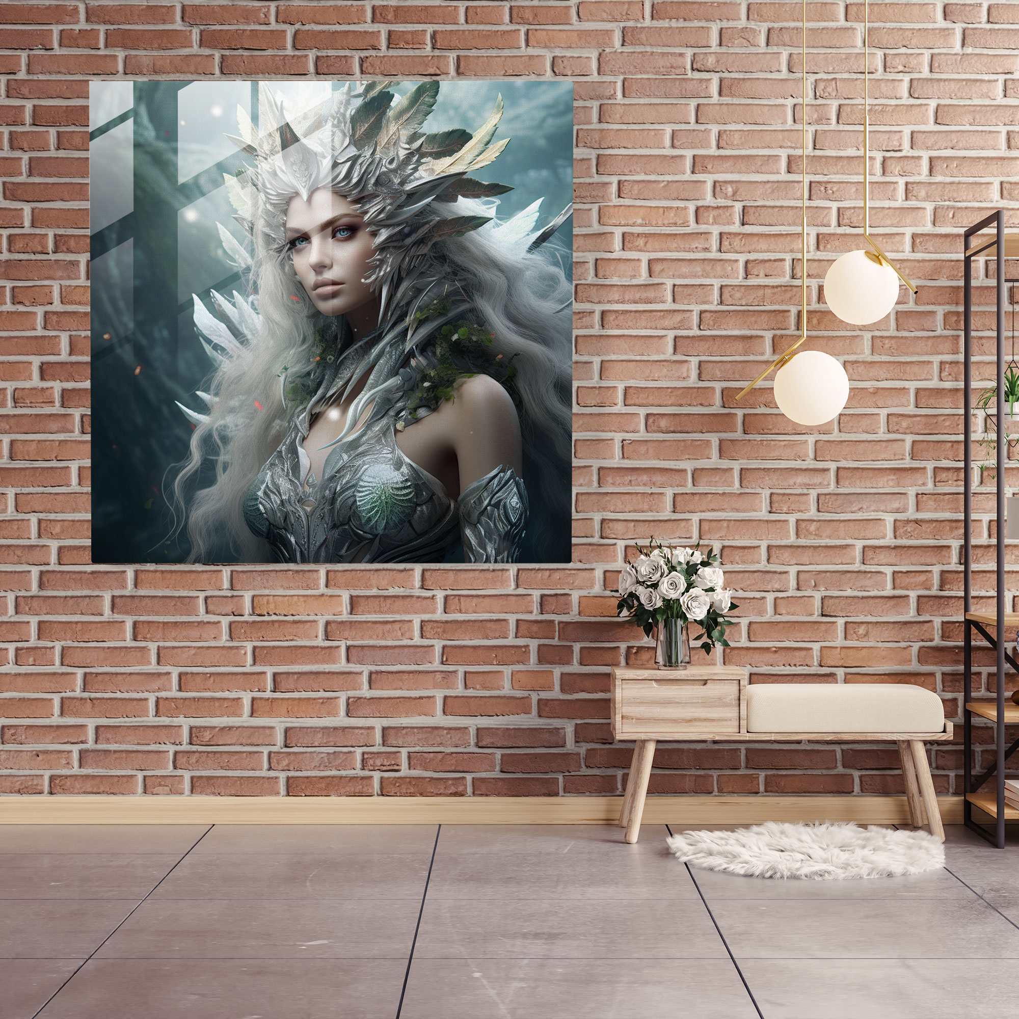 Enchanted Fantasy Glass Print - Portrait, Mythical Creature, Enchanting Elements, Glass Print