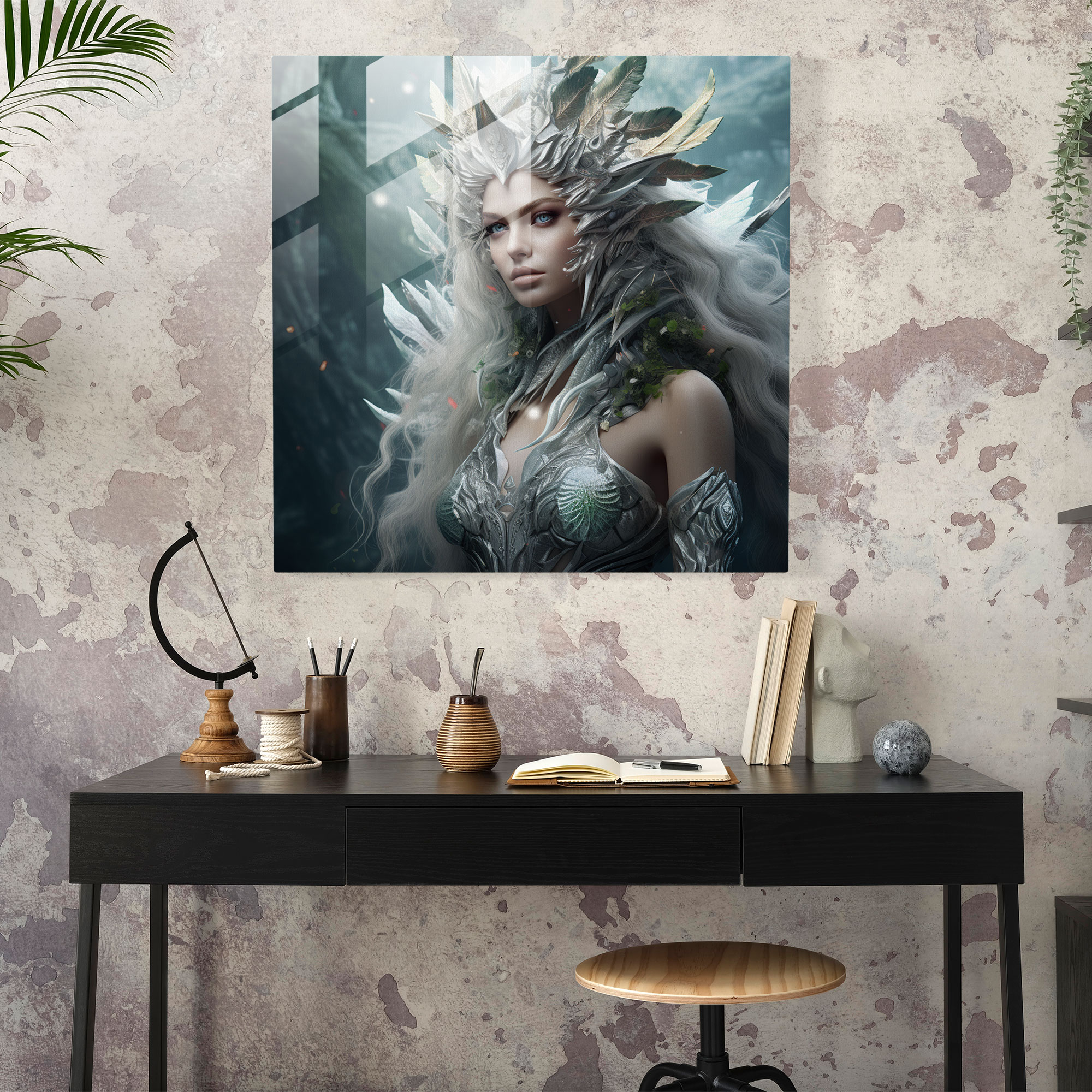 Enchanted Fantasy Glass Print - Portrait, Mythical Creature, Enchanting Elements, Glass Print