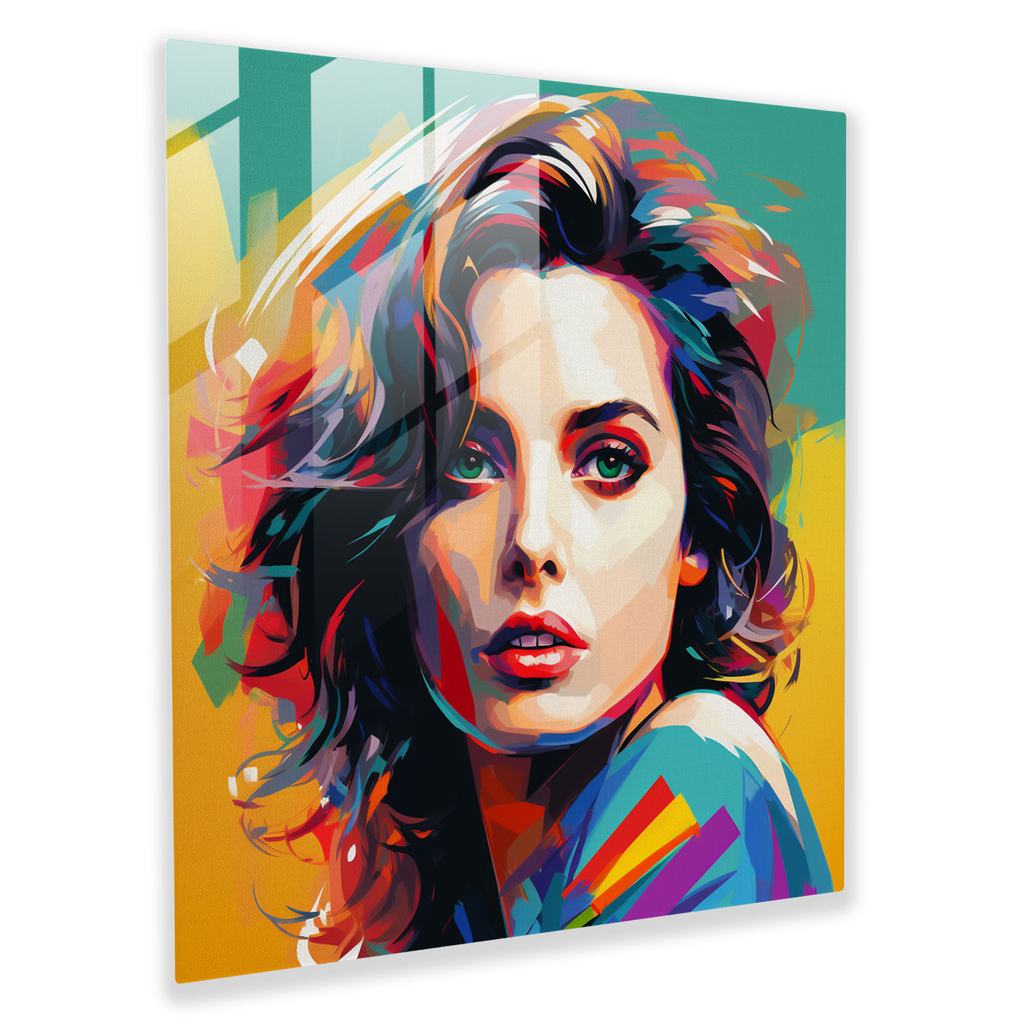 Cam Tablo - Pop Art Ünlü Portresi - Portre Canlı Renkler Grafik Unsurlar Ev Dekorasyonu