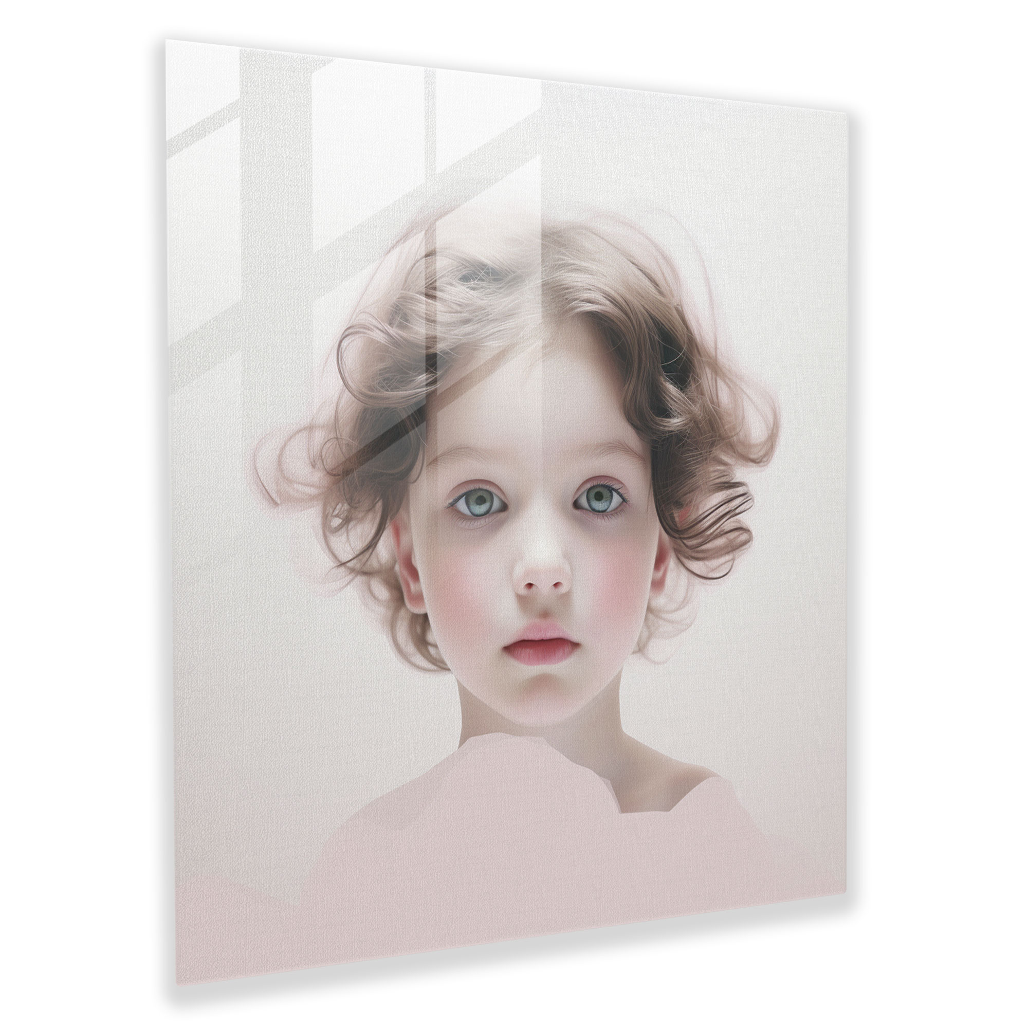 Contemporary Glass Print - Minimalist Portrait Of A Child - Portrait, Modern Art, Innocence, Minimalist