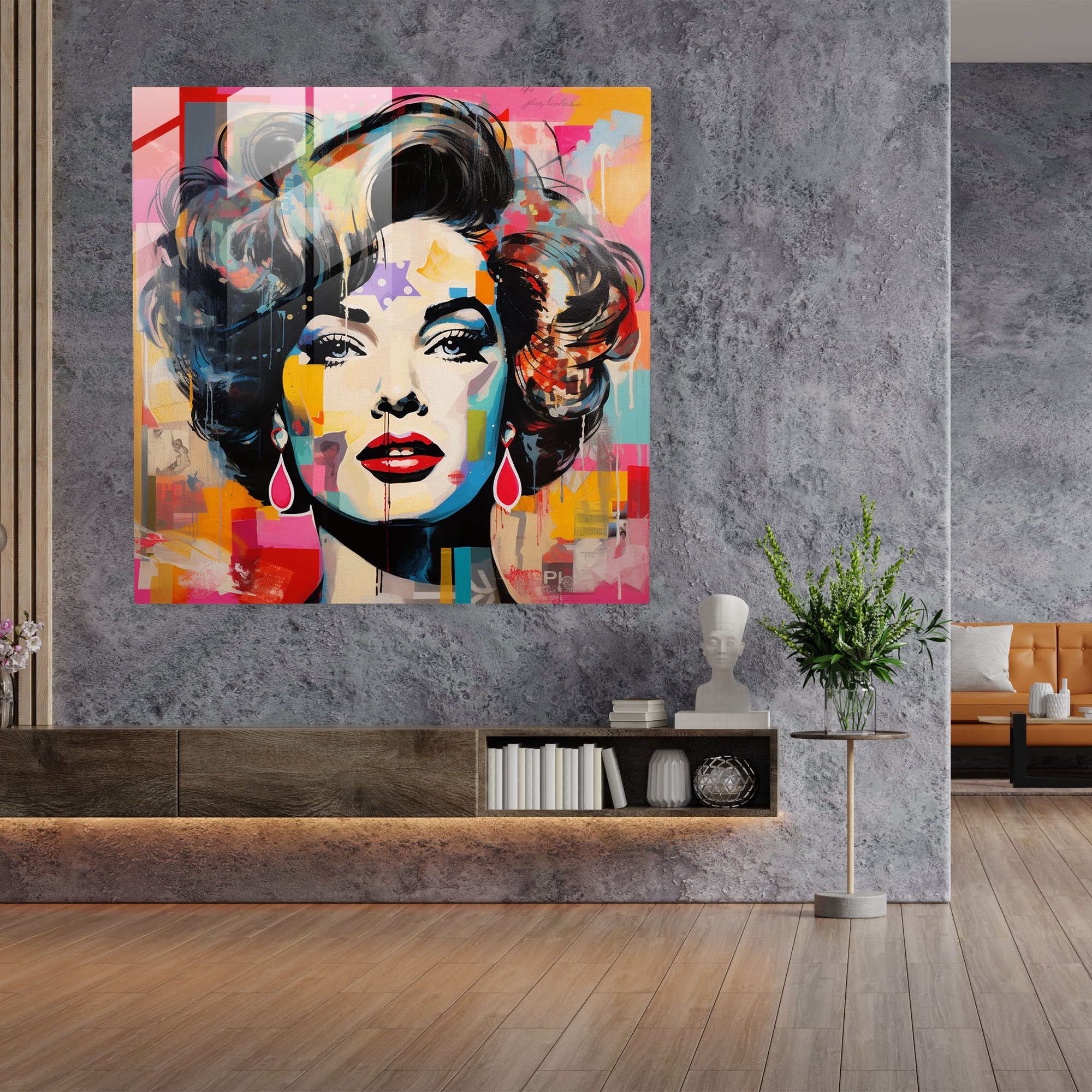 Pop Art Glass Print - Vibrant Portrait Of A Music Icon - Portrait, Glass Wall Art, Portrait, Glass Art