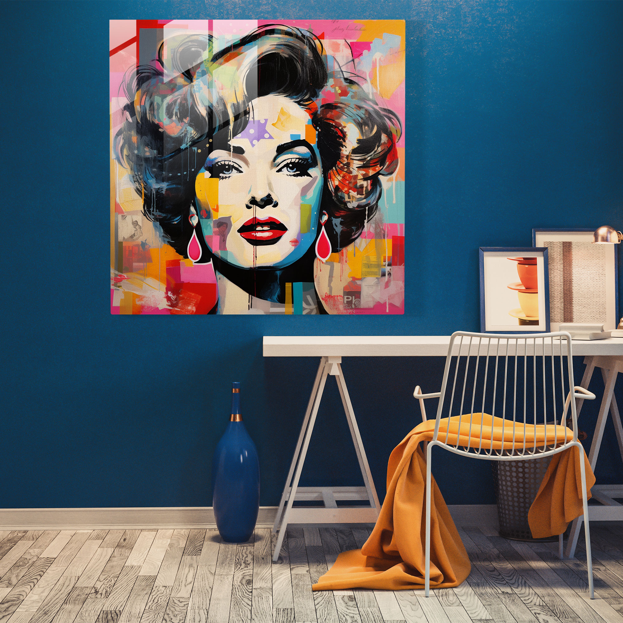 Pop Art Glass Print - Vibrant Portrait Of A Music Icon - Portrait, Glass Wall Art, Portrait, Glass Art