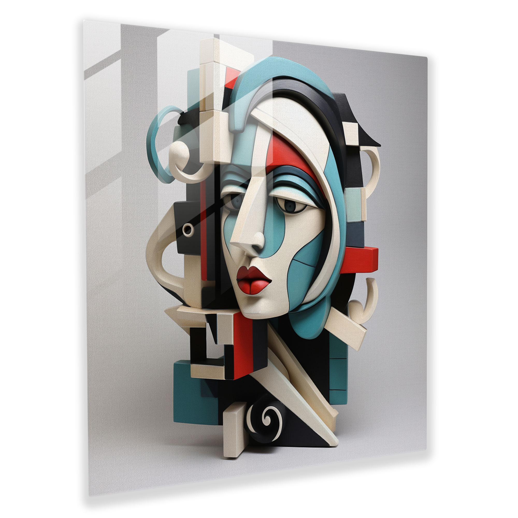 Cubist Glass Print - Abstract Portrait Of A Woman - Portrait, Portrait, Glass Art, Glass Wall Art