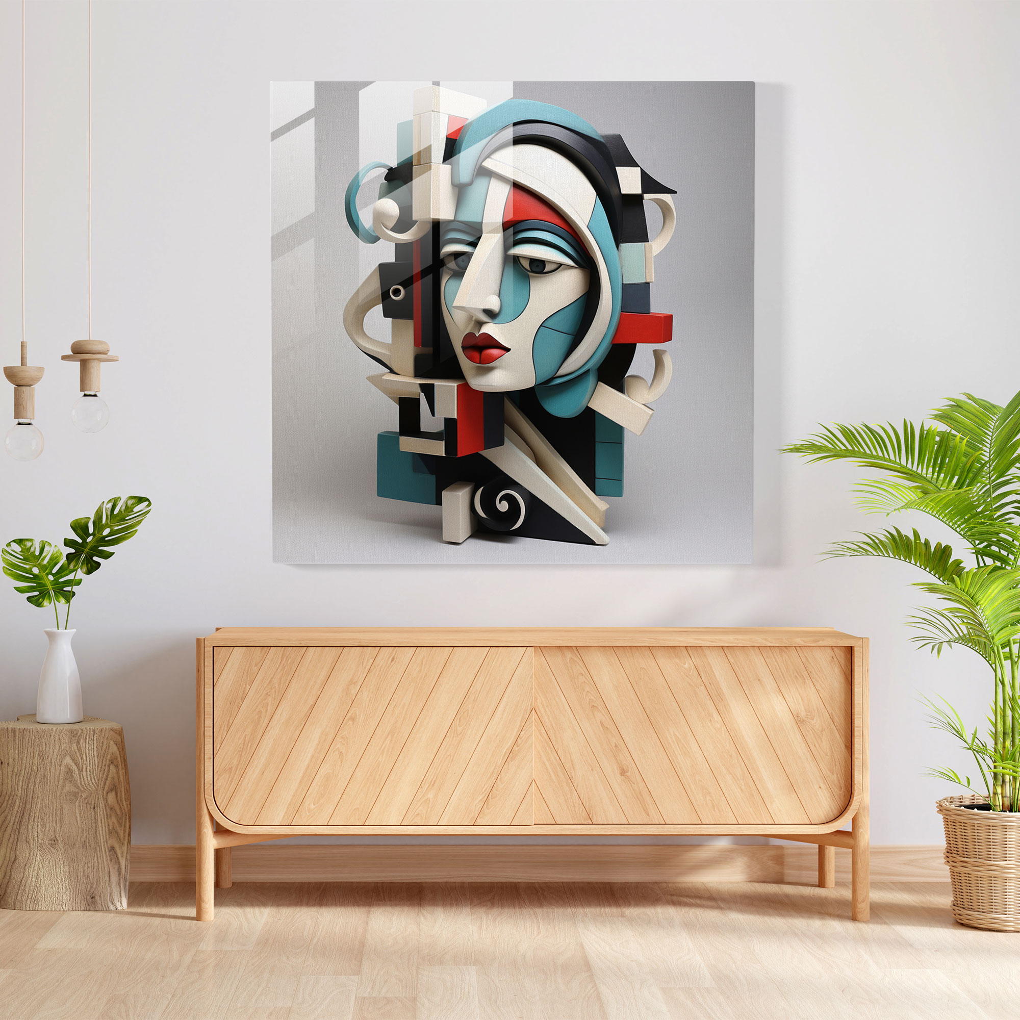 Cubist Glass Print - Abstract Portrait Of A Woman - Portrait, Portrait, Glass Art, Glass Wall Art